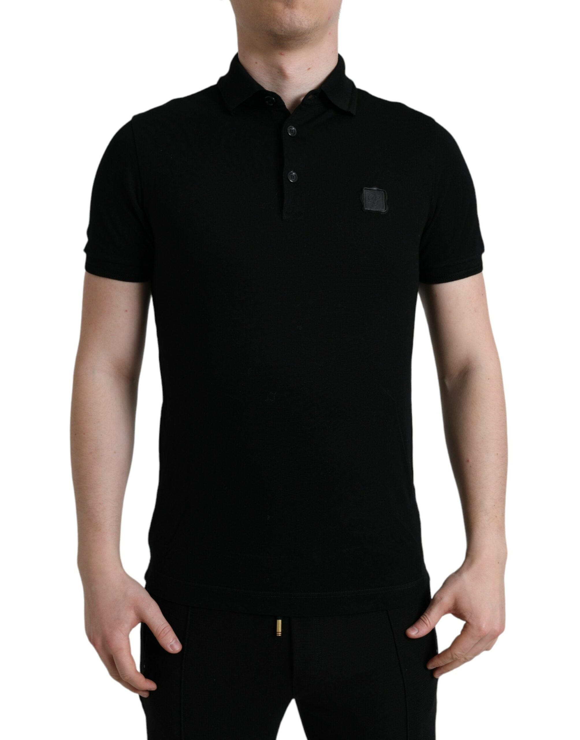 Dolce &amp; Gabbana Polo élégant en coton noir