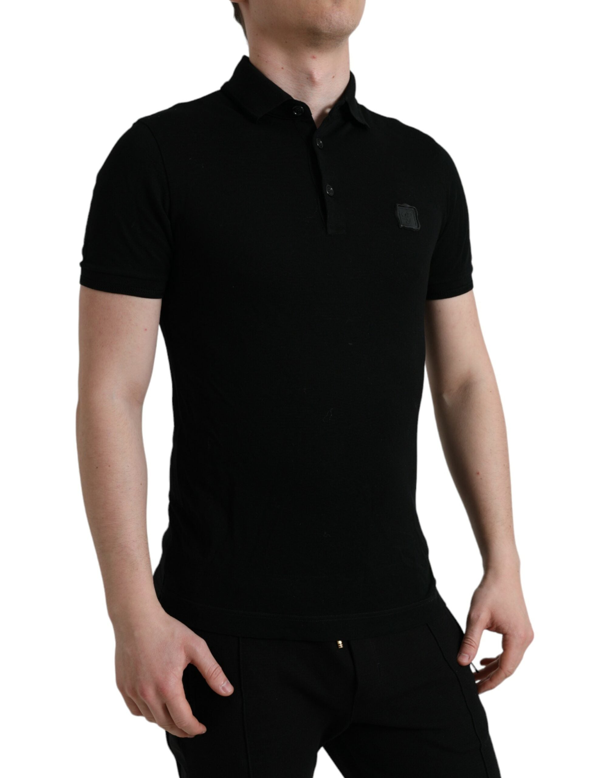 Dolce &amp; Gabbana Polo élégant en coton noir