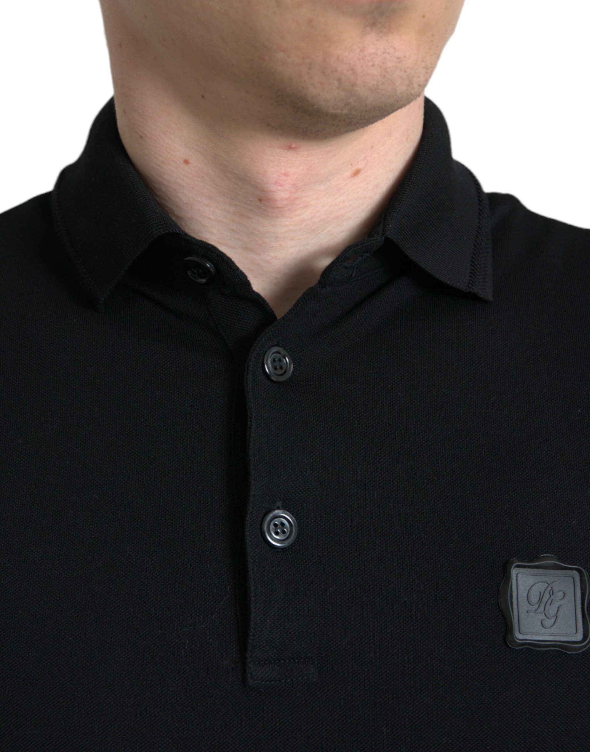 Dolce &amp; Gabbana Polo élégant en coton noir