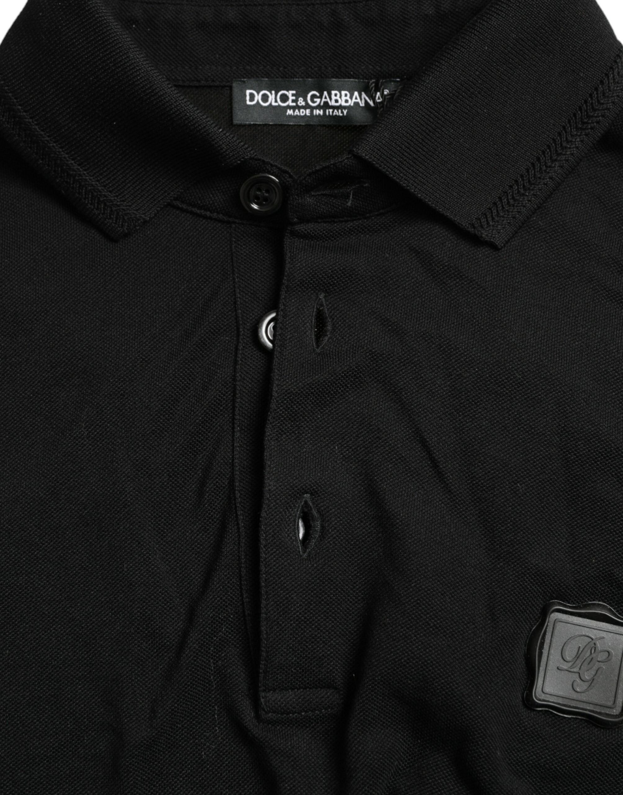 Dolce &amp; Gabbana Polo élégant en coton noir