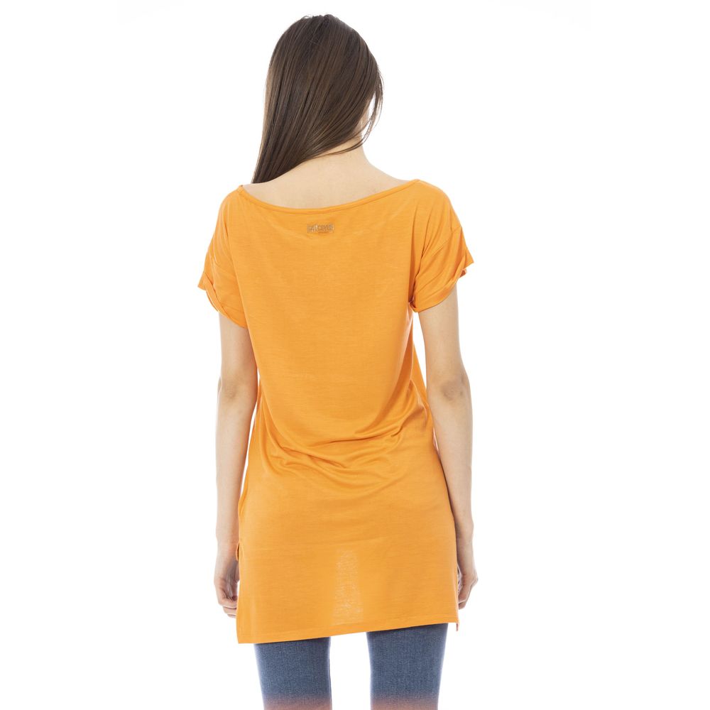 Just Cavalli - T-shirt chic avec logo en strass orange