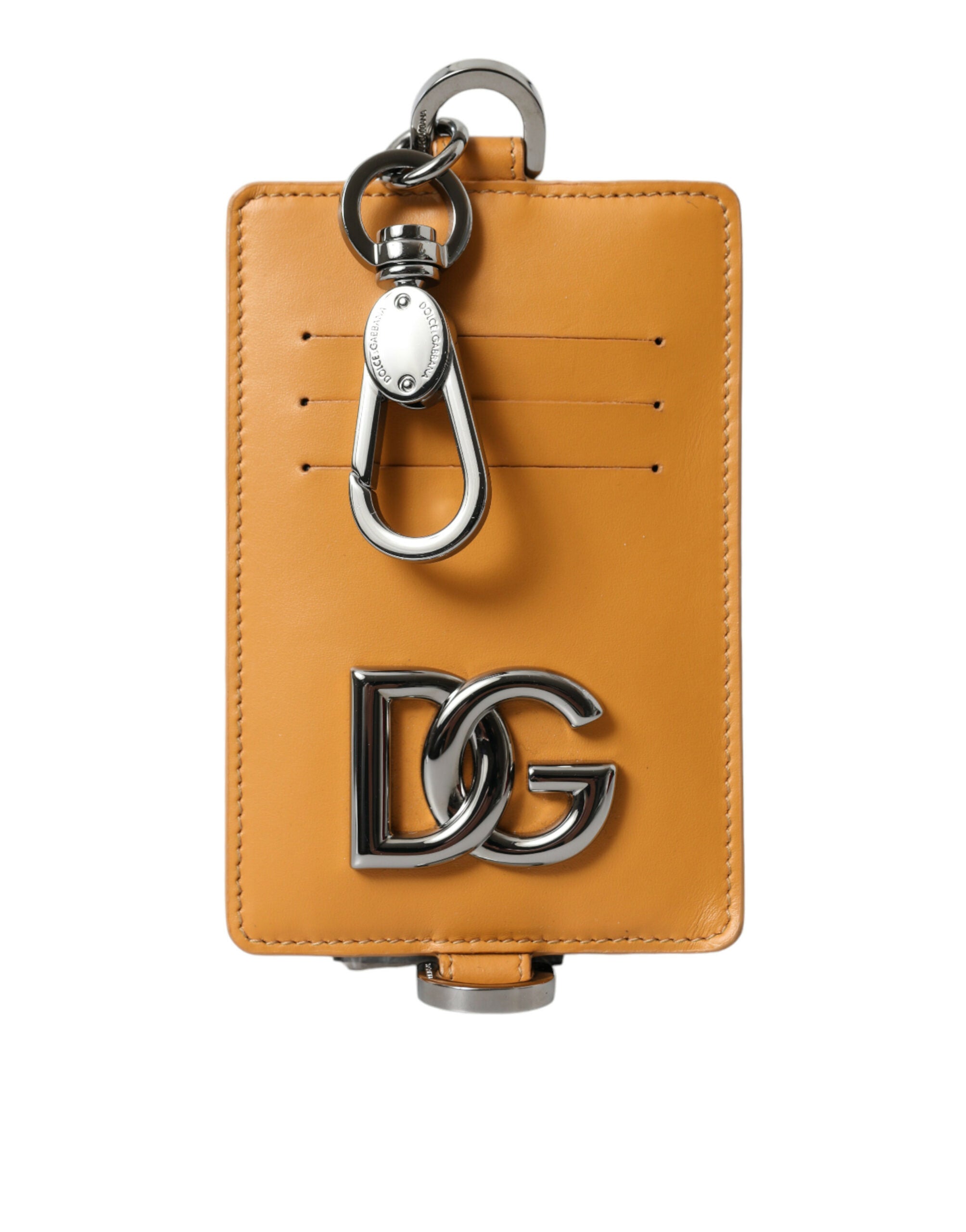 Dolce &amp; Gabbana Élégant porte-cartes en cuir de veau orange