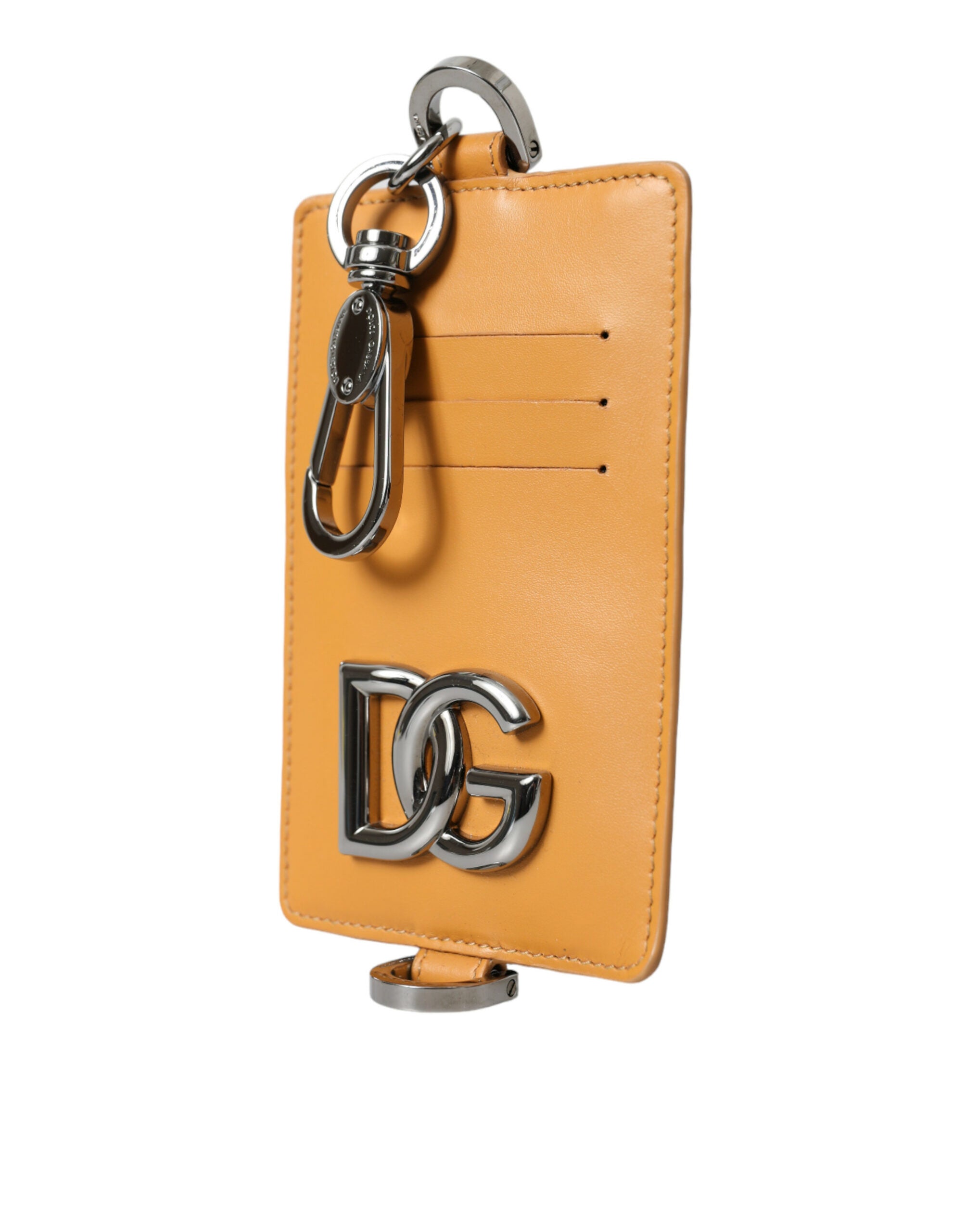 Dolce &amp; Gabbana Élégant porte-cartes en cuir de veau orange