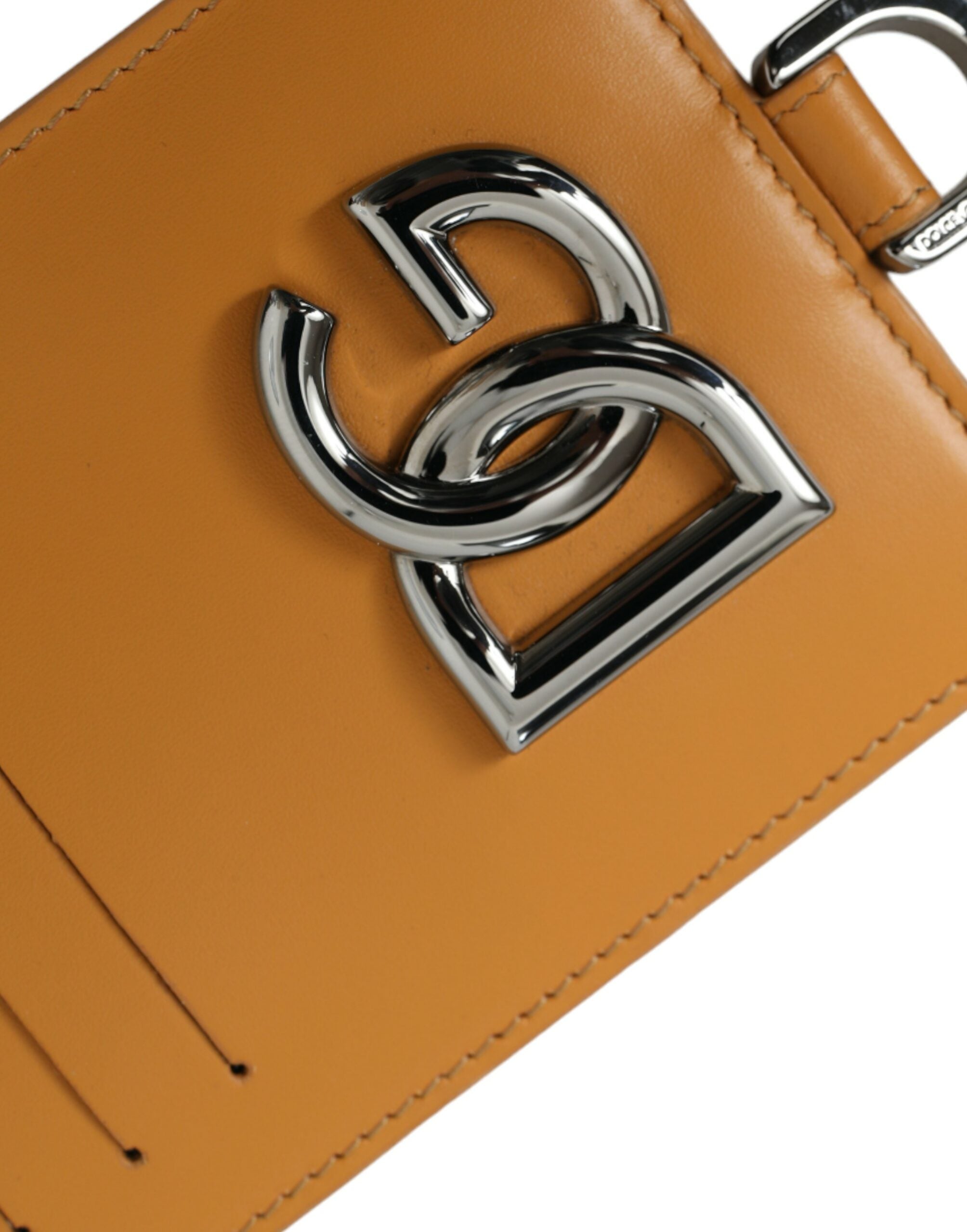 Dolce &amp; Gabbana Élégant porte-cartes en cuir de veau orange