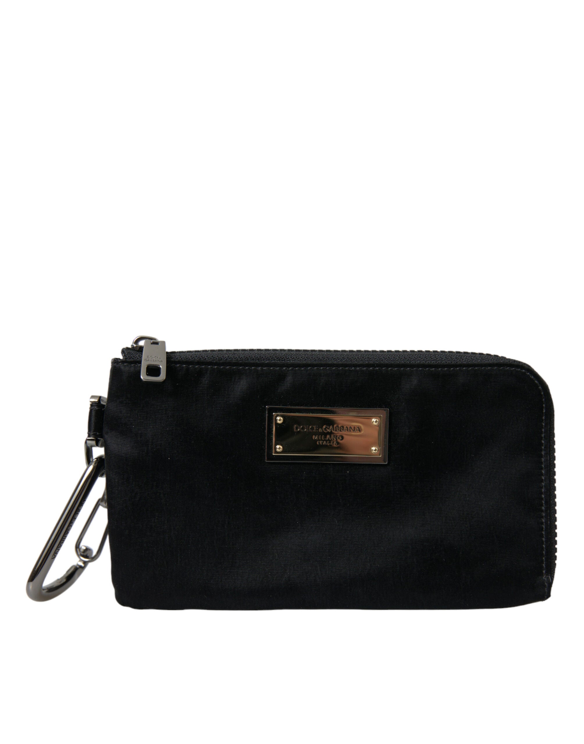 Dolce &amp; Gabbana Pochette en cuir et nylon de créateur élégant en noir