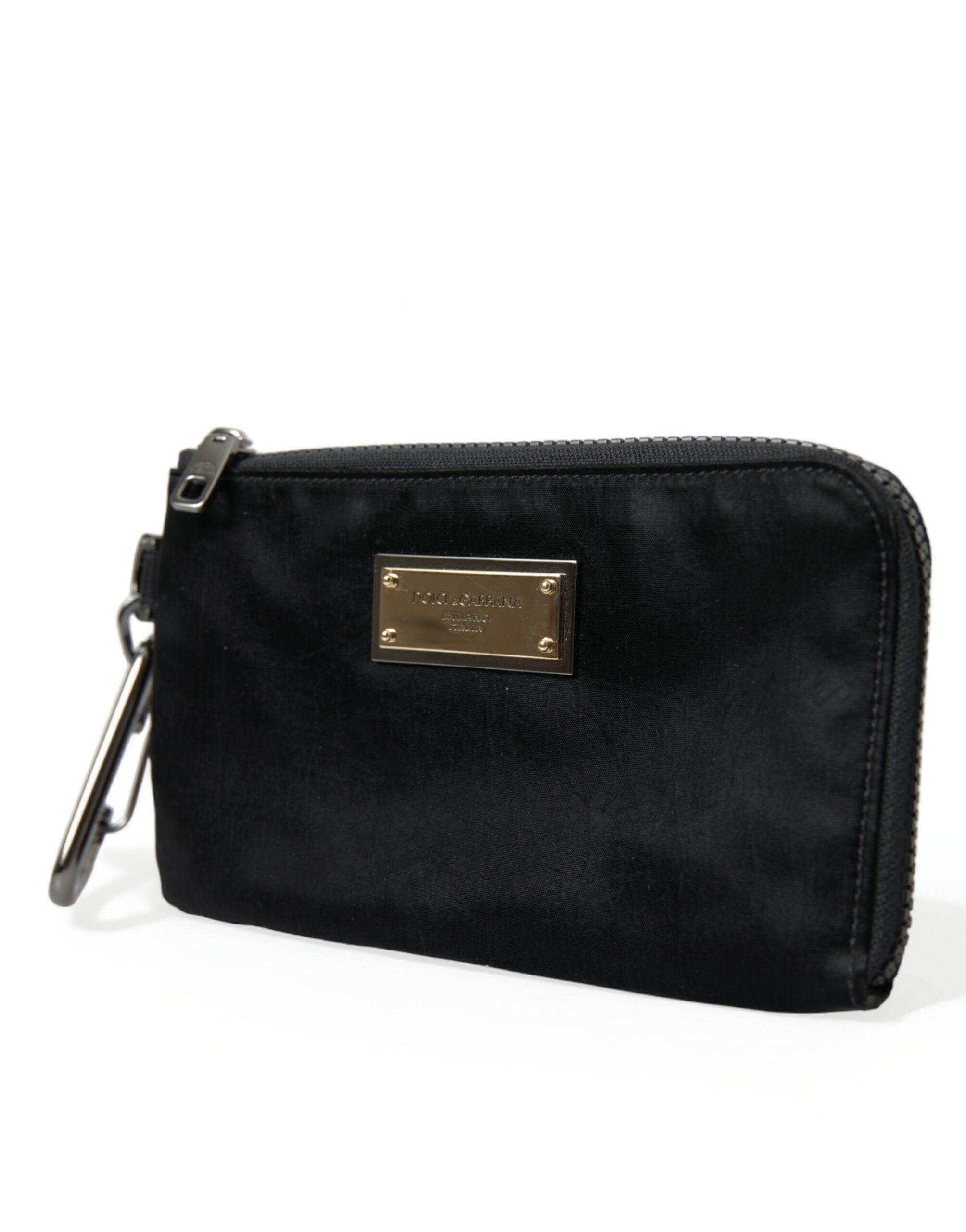 Dolce &amp; Gabbana Pochette en cuir et nylon de créateur élégant en noir