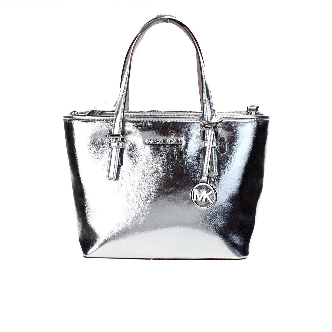 Michael Kors Jet Set Argent Métallisé XS Carryall Top Zip Tote Bag Bourse