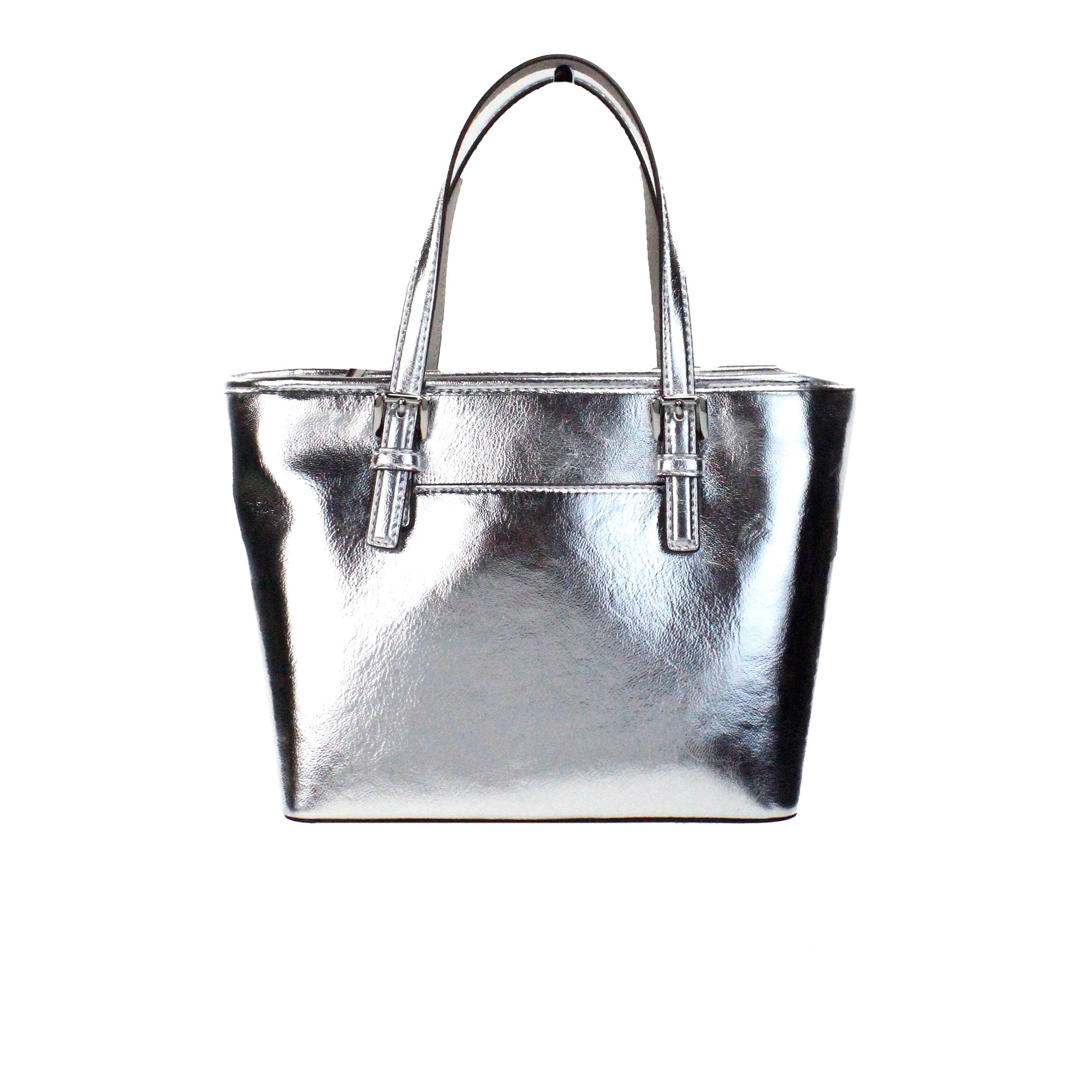 Michael Kors Jet Set Argent Métallisé XS Carryall Top Zip Tote Bag Bourse