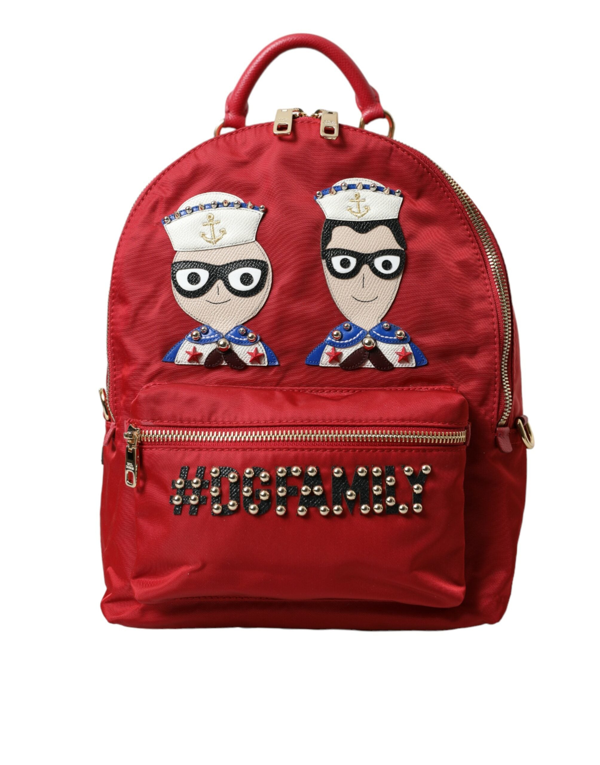 Dolce &amp; Gabbana Sac à dos rouge orné de détails dorés