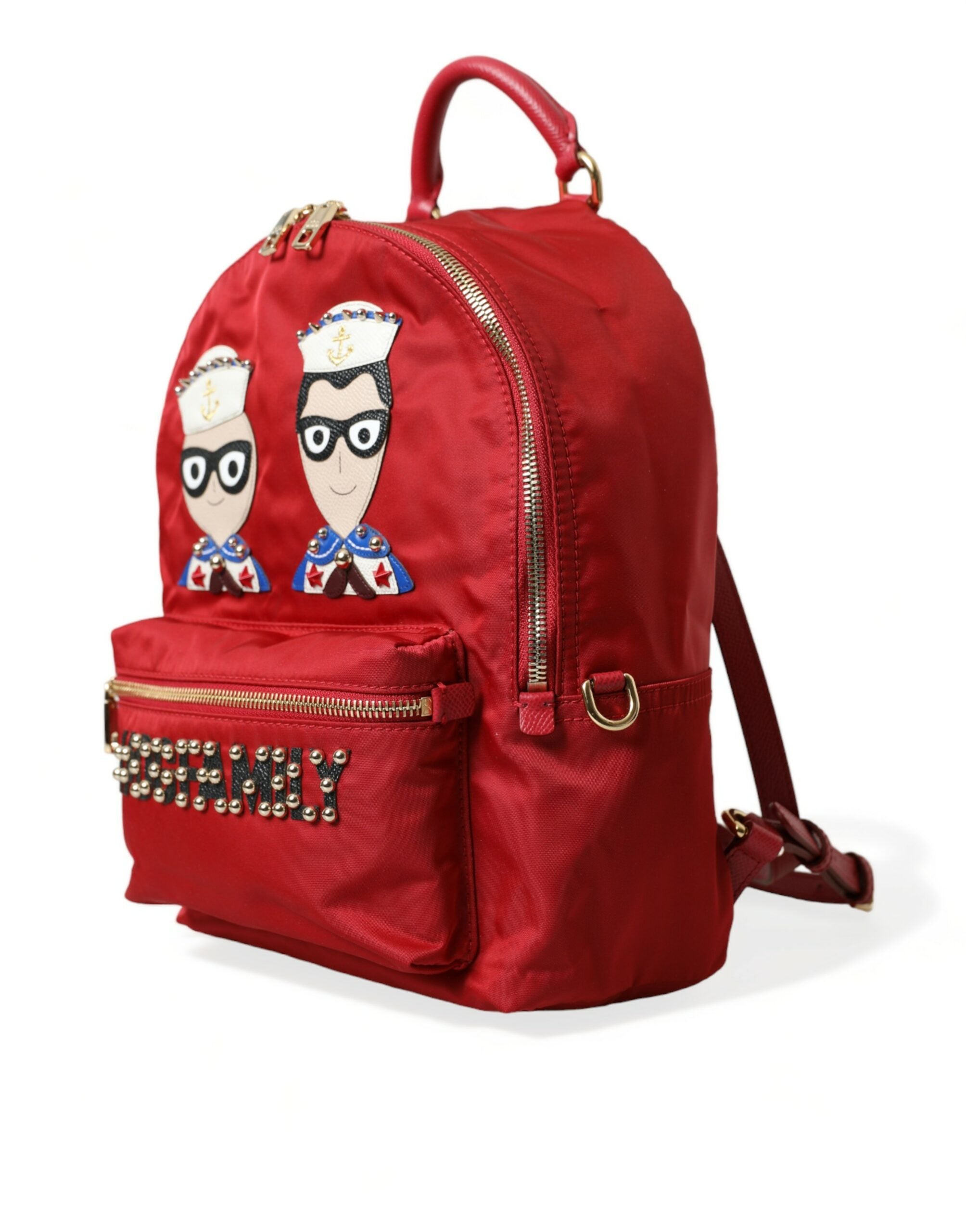 Dolce &amp; Gabbana Sac à dos rouge orné de détails dorés