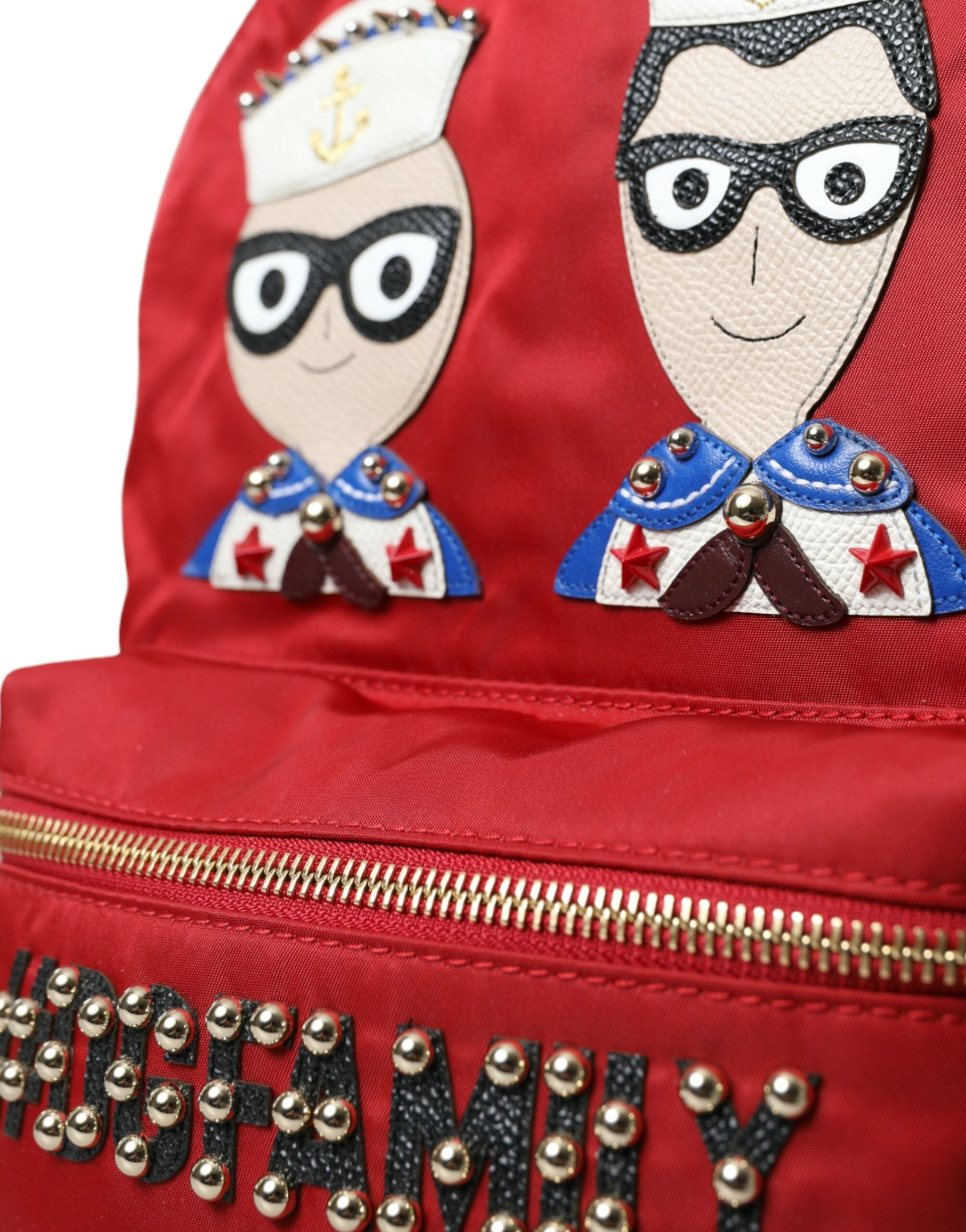 Dolce &amp; Gabbana Sac à dos rouge orné de détails dorés