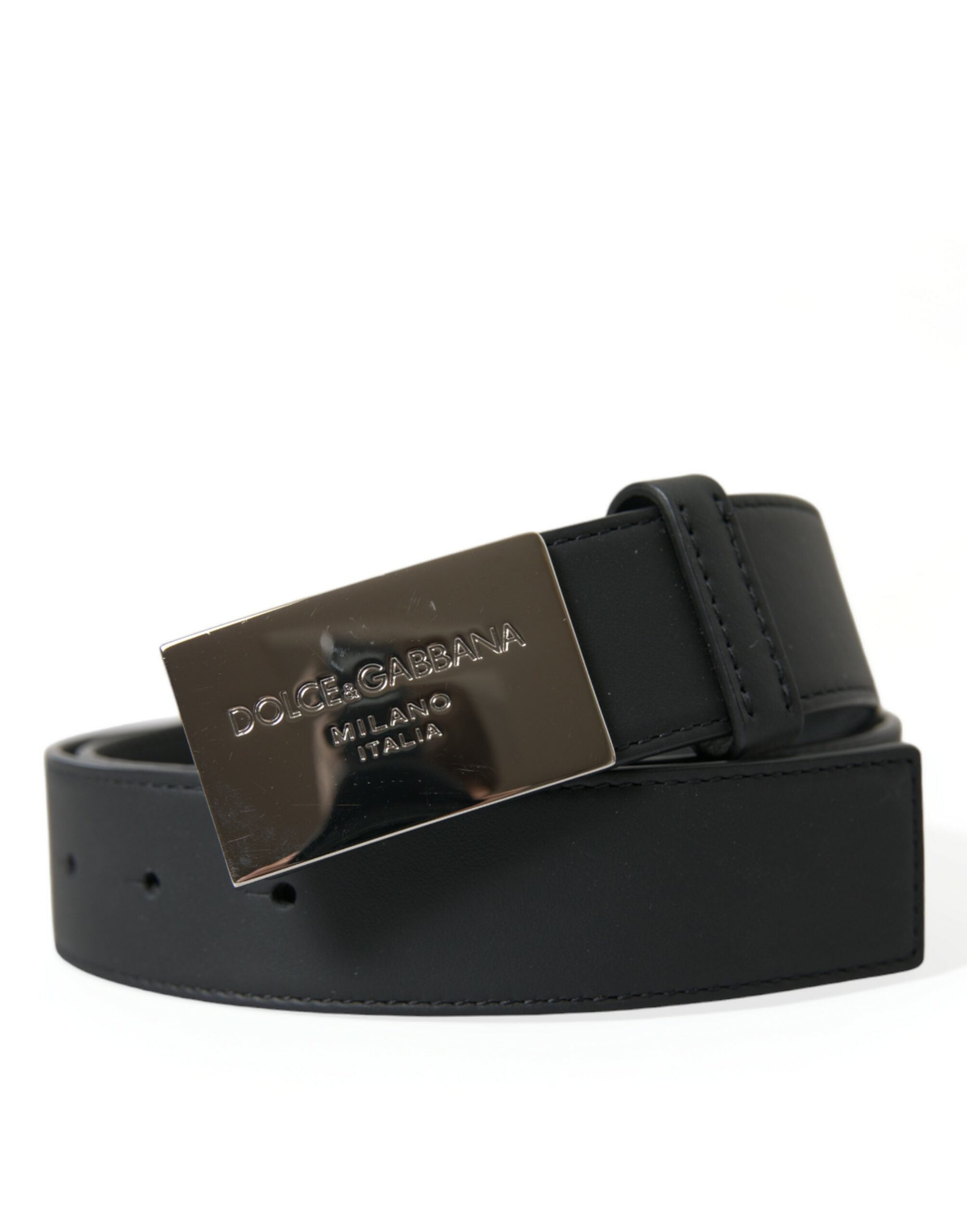 Dolce &amp; Gabbana Ceinture élégante en cuir noir avec boucle en métal