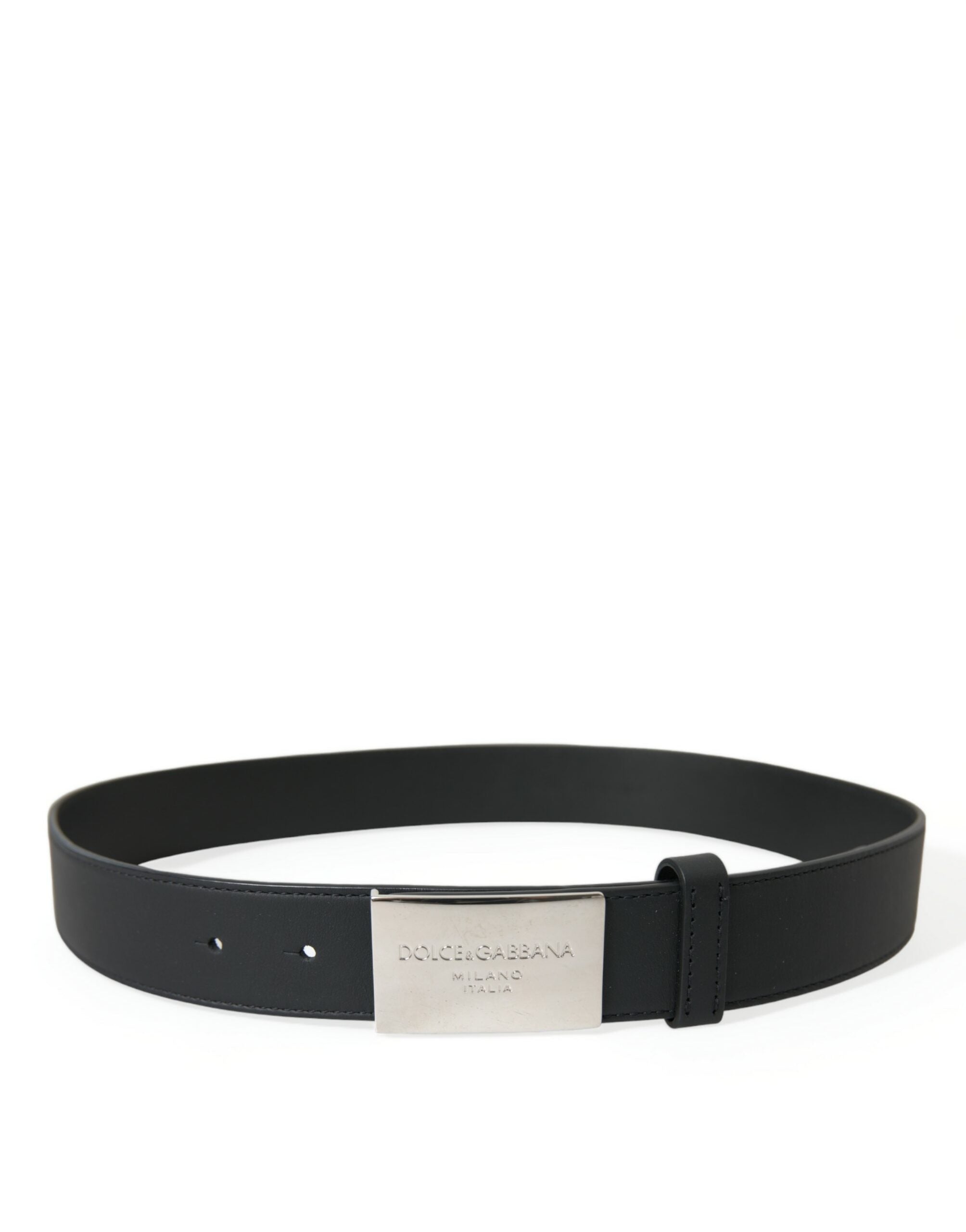 Dolce &amp; Gabbana Ceinture élégante en cuir noir avec boucle en métal