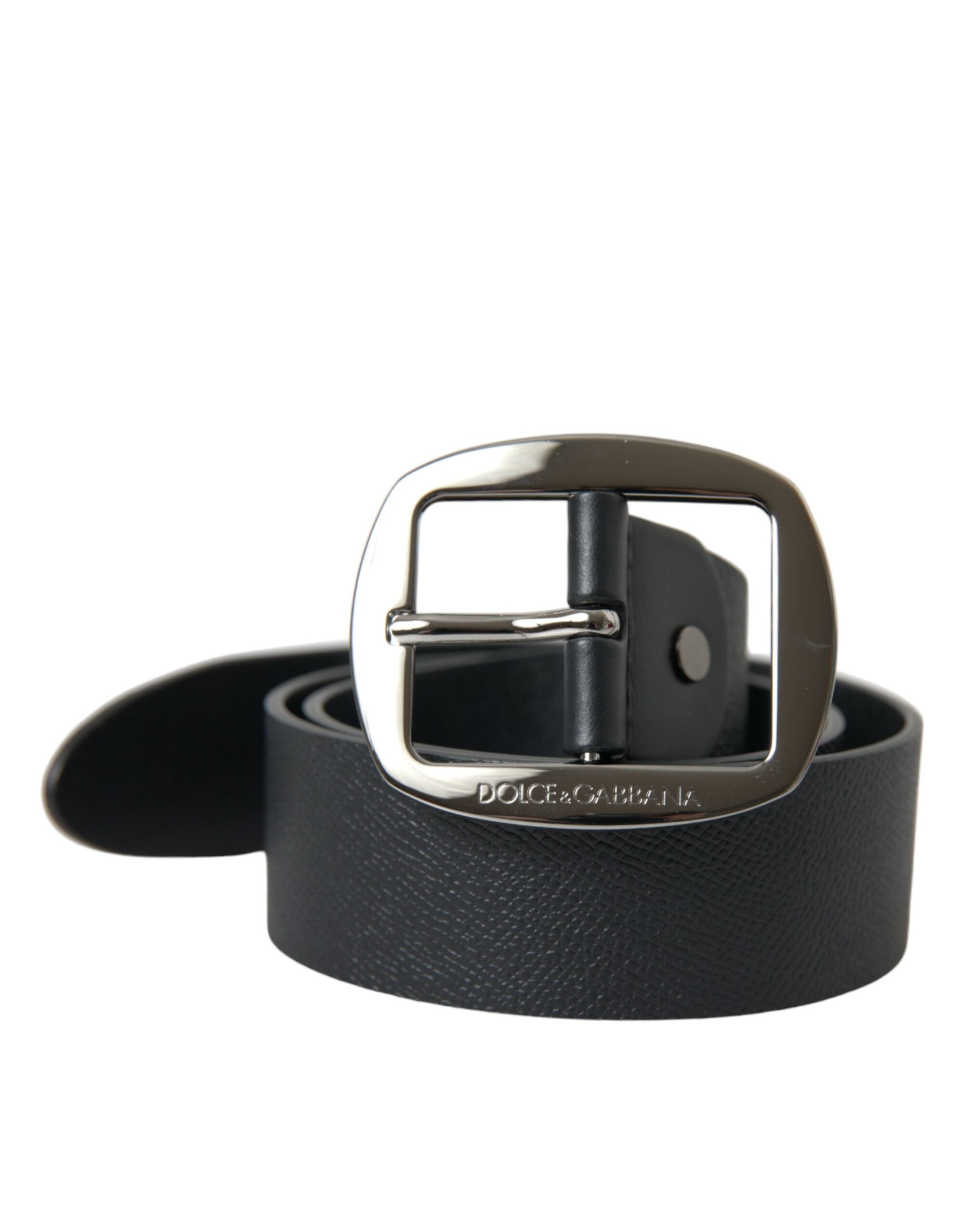 Dolce &amp; Gabbana Ceinture élégante en cuir noir avec boucle en métal