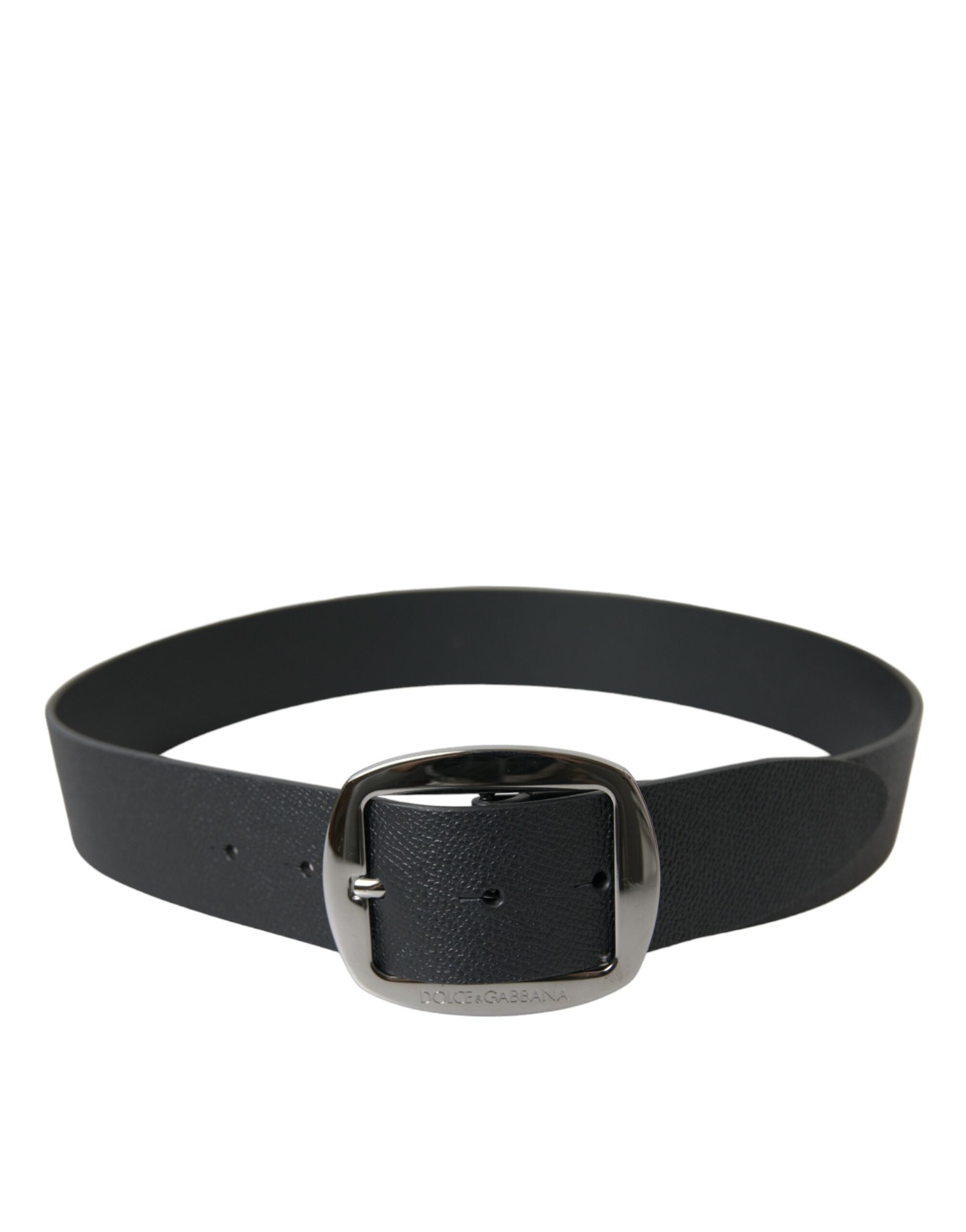 Dolce &amp; Gabbana Ceinture élégante en cuir noir avec boucle en métal