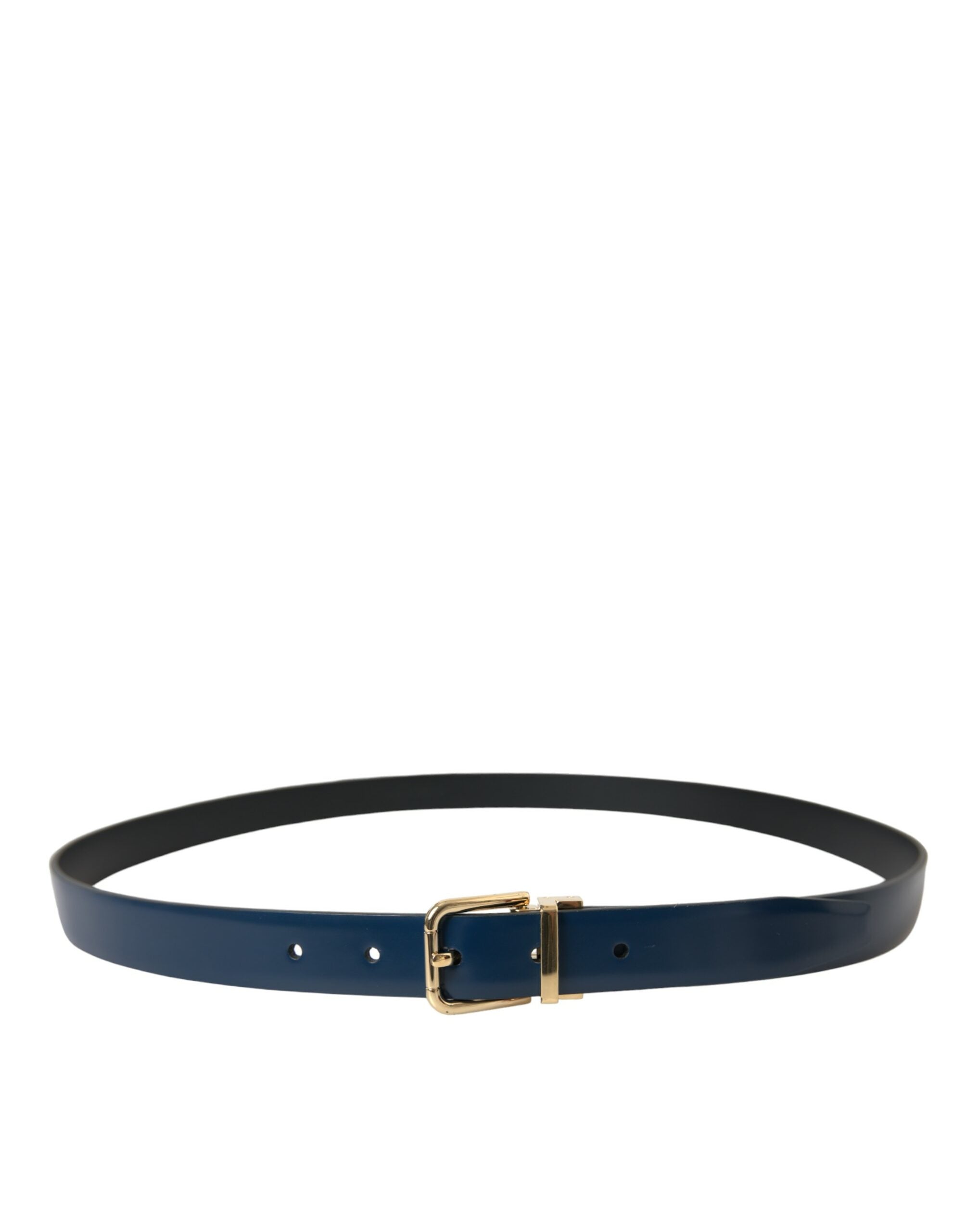 Dolce &amp; Gabbana Ceinture élégante en cuir bleu avec boucle en métal