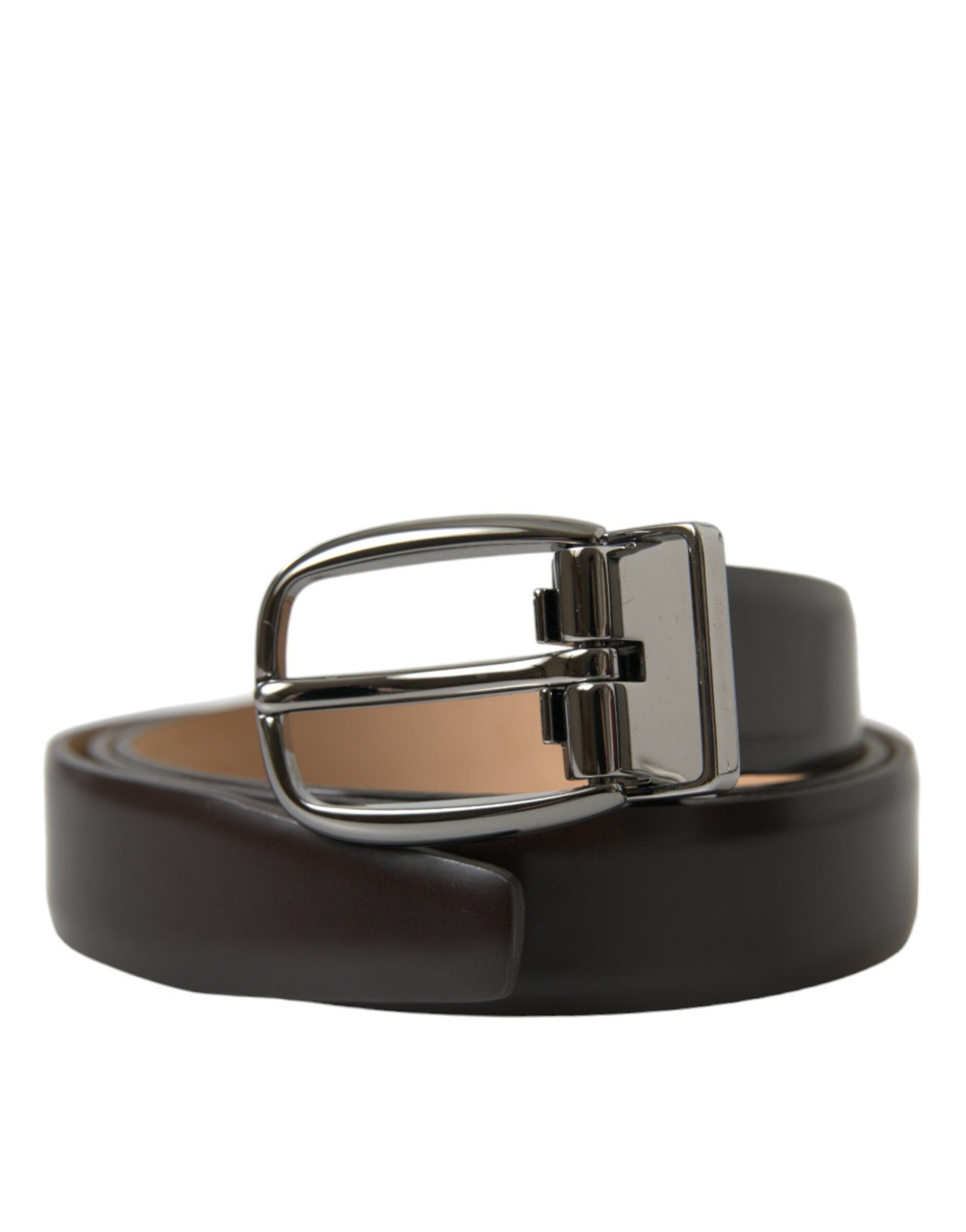 Dolce &amp; Gabbana Ceinture élégante en cuir de veau marron foncé