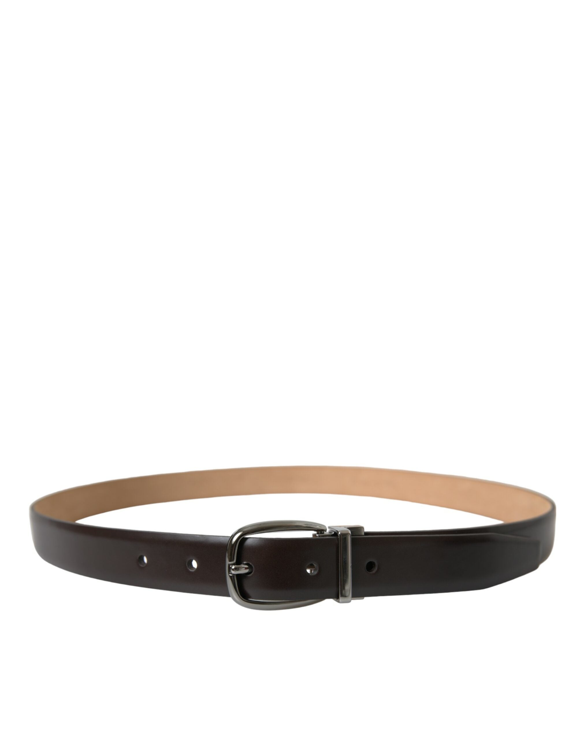 Dolce &amp; Gabbana Ceinture élégante en cuir de veau marron foncé