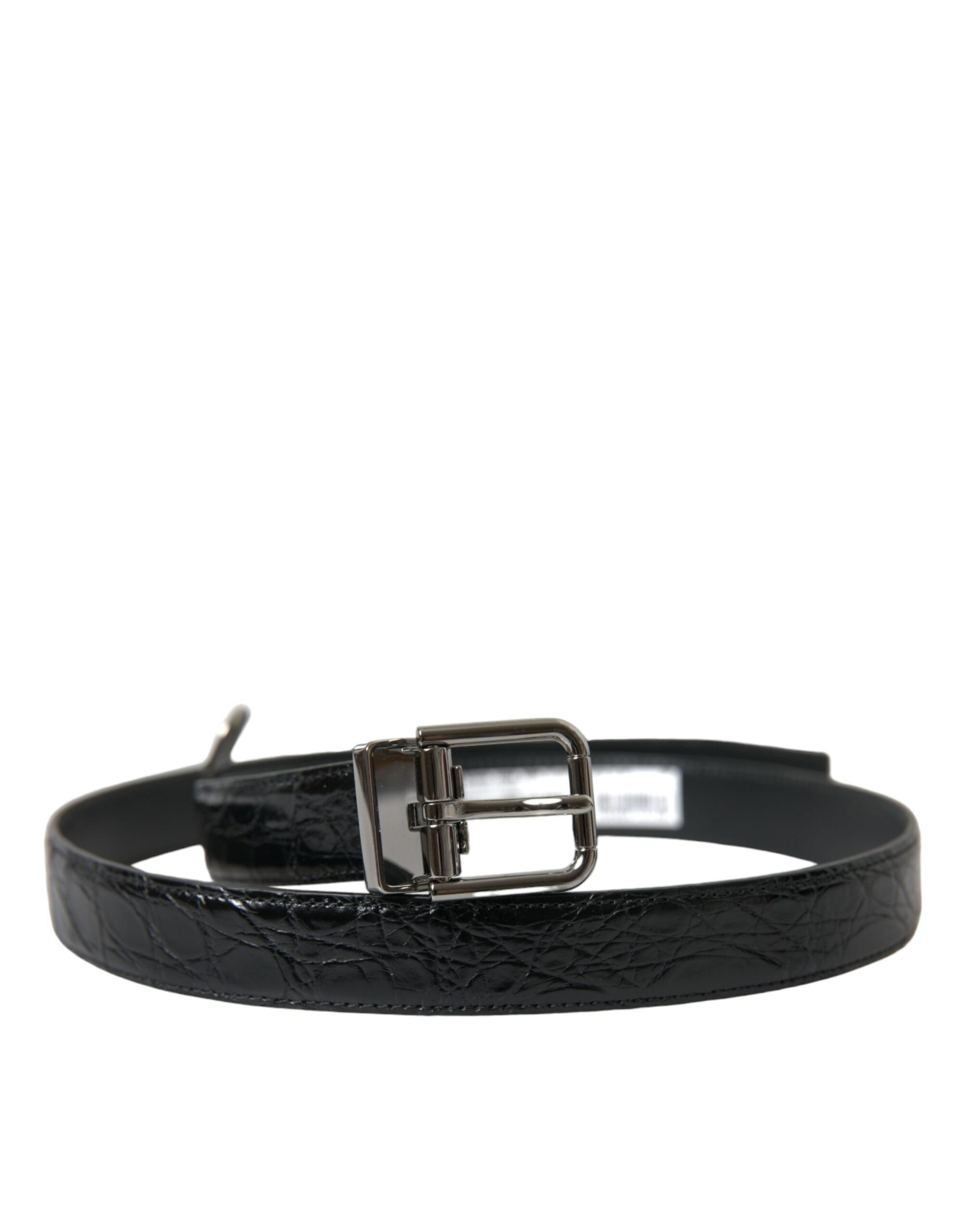 Dolce &amp; Gabbana Ceinture élégante en cuir noir avec boucle en métal