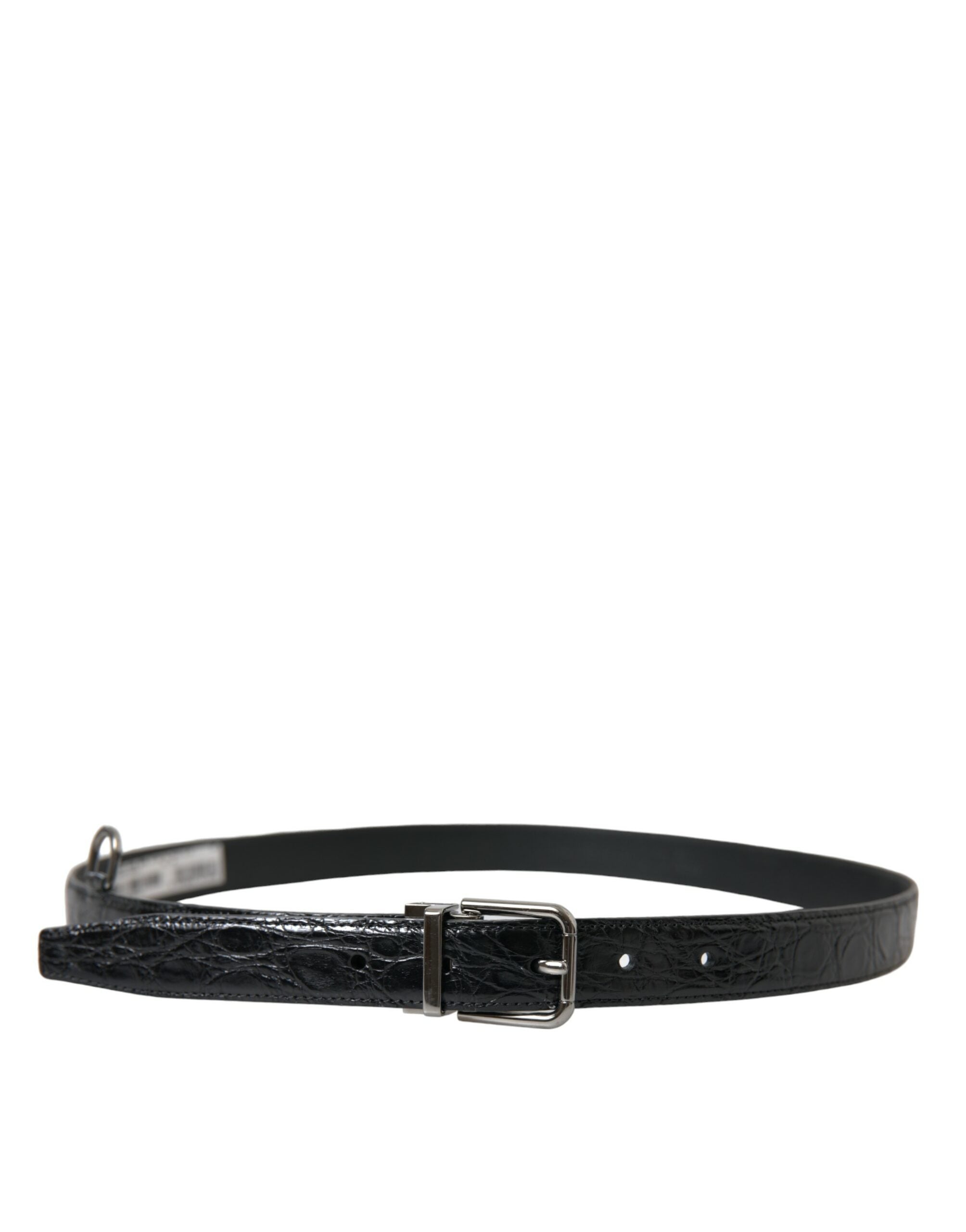 Dolce &amp; Gabbana Ceinture élégante en cuir noir avec boucle en métal