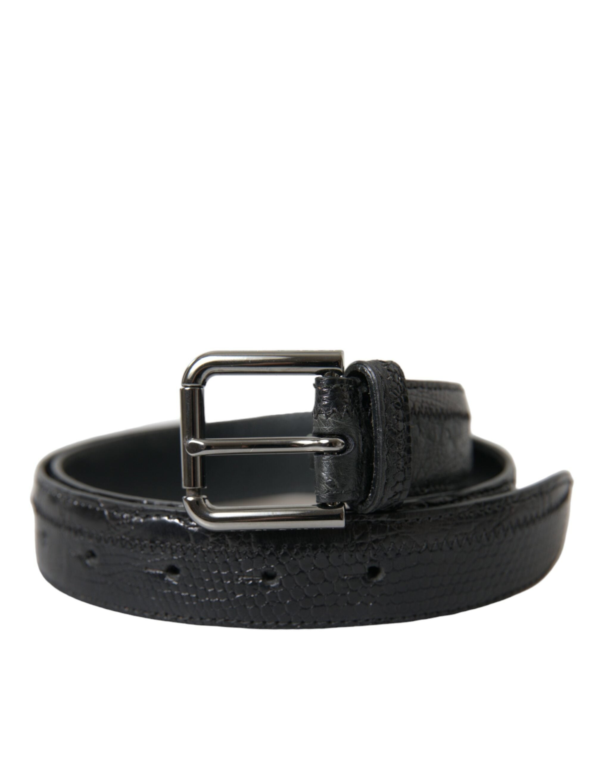 Dolce &amp; Gabbana Ceinture élégante en cuir noir avec boucle en métal