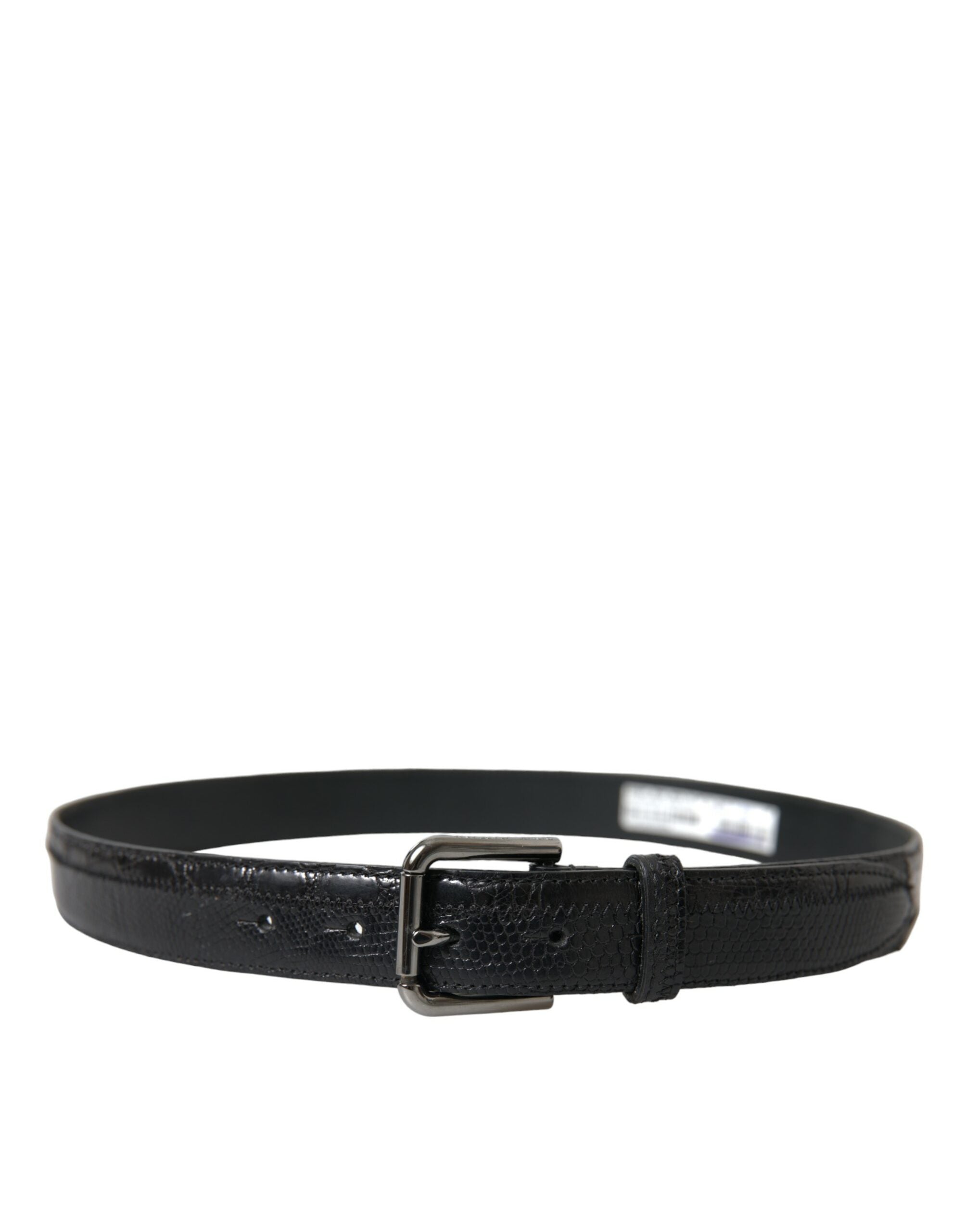 Dolce &amp; Gabbana Ceinture élégante en cuir noir avec boucle en métal