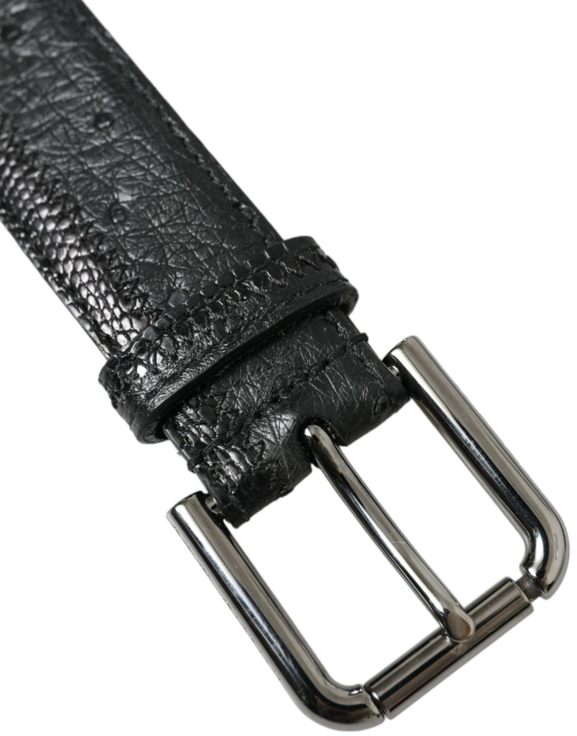 Dolce &amp; Gabbana Ceinture élégante en cuir noir avec boucle en métal