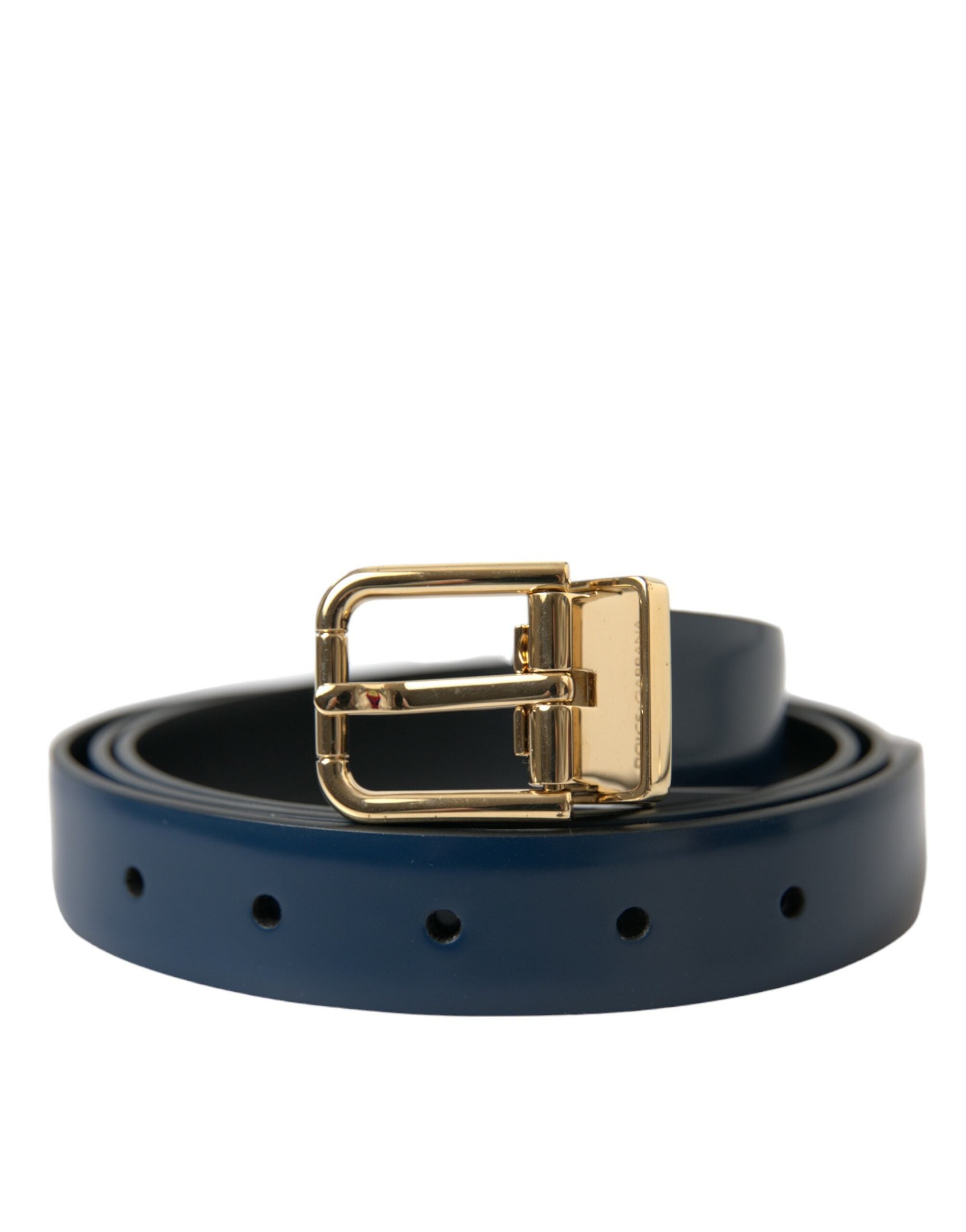 Dolce &amp; Gabbana Ceinture élégante en cuir de veau bleu