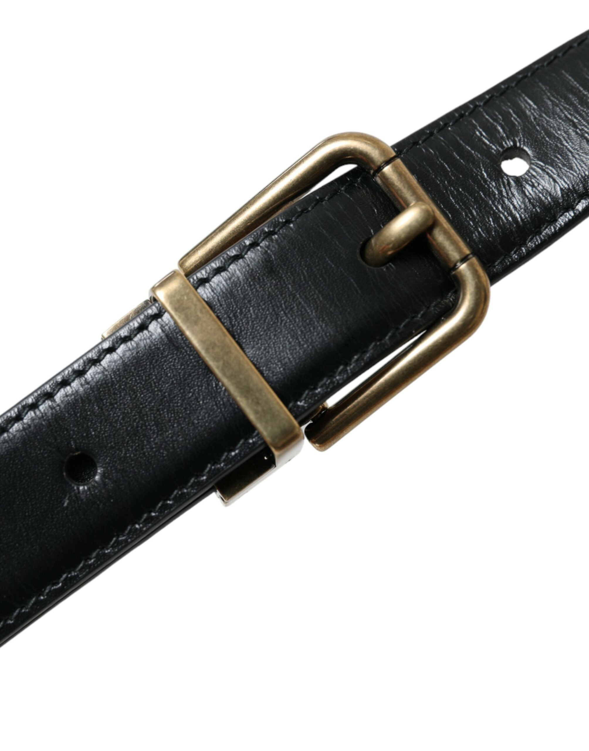 Dolce &amp; Gabbana Ceinture élégante en cuir de veau noir