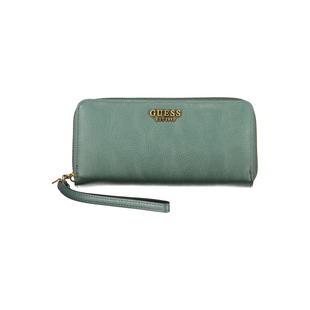 Guess Jeans Chic Green Polyethylene Wallet with Multiple Compartments