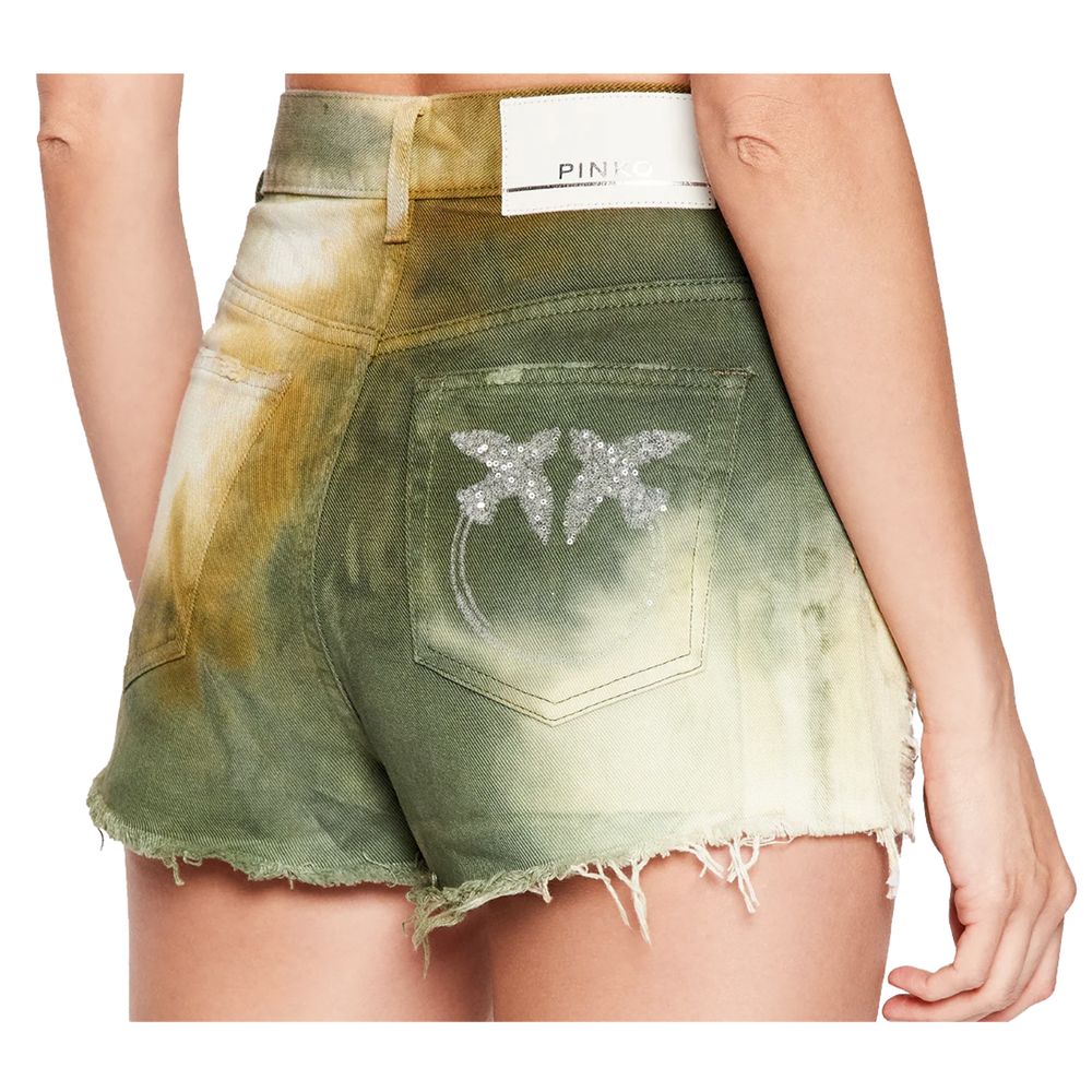 PINKO Short chic en coton vert militaire pour femme