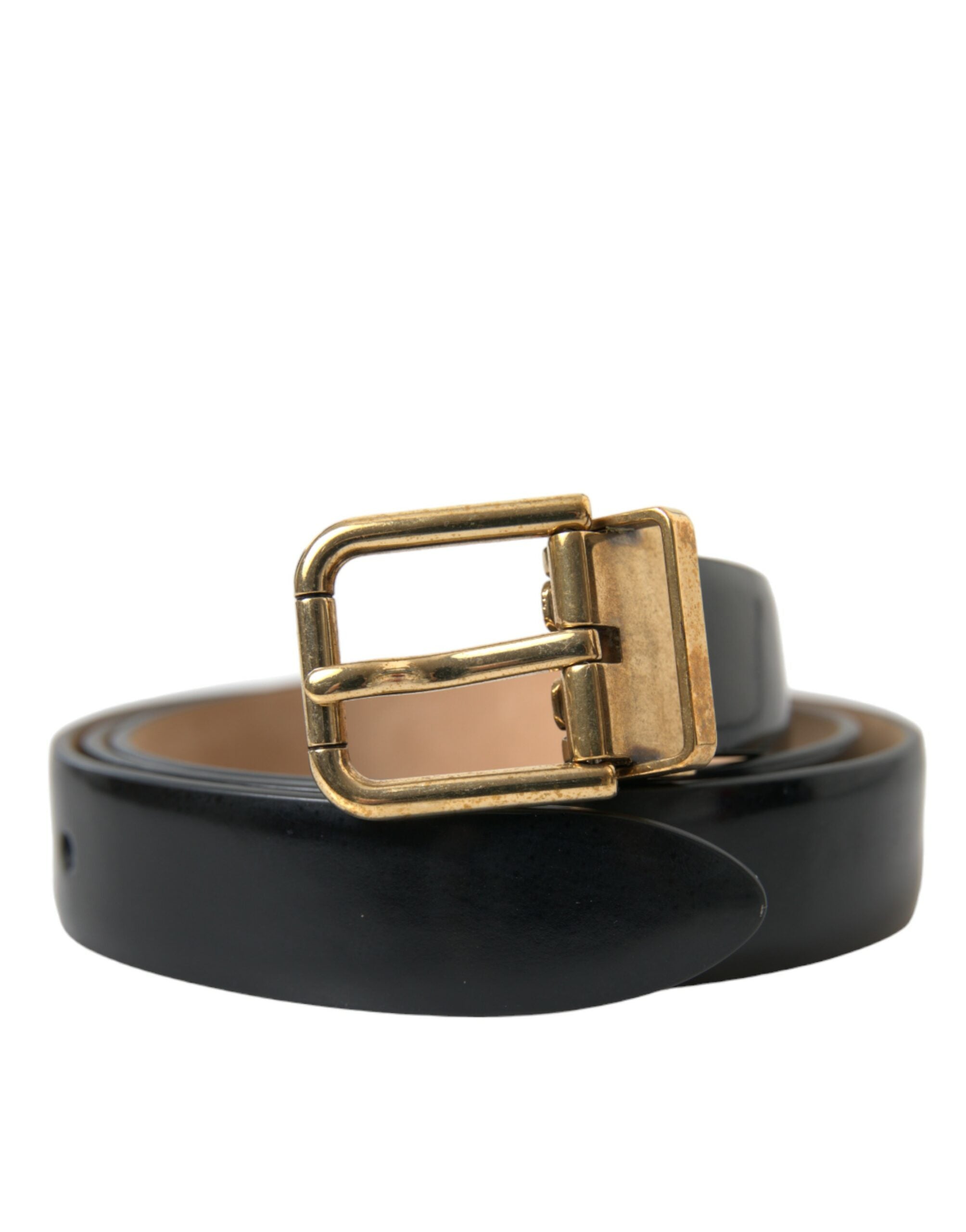 Dolce &amp; Gabbana Ceinture élégante en cuir noir avec boucle logo