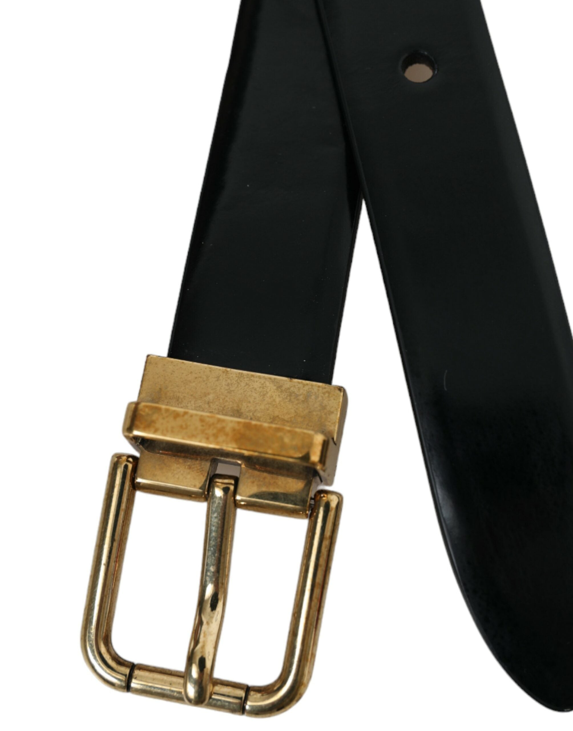 Dolce &amp; Gabbana Ceinture élégante en cuir noir avec boucle logo