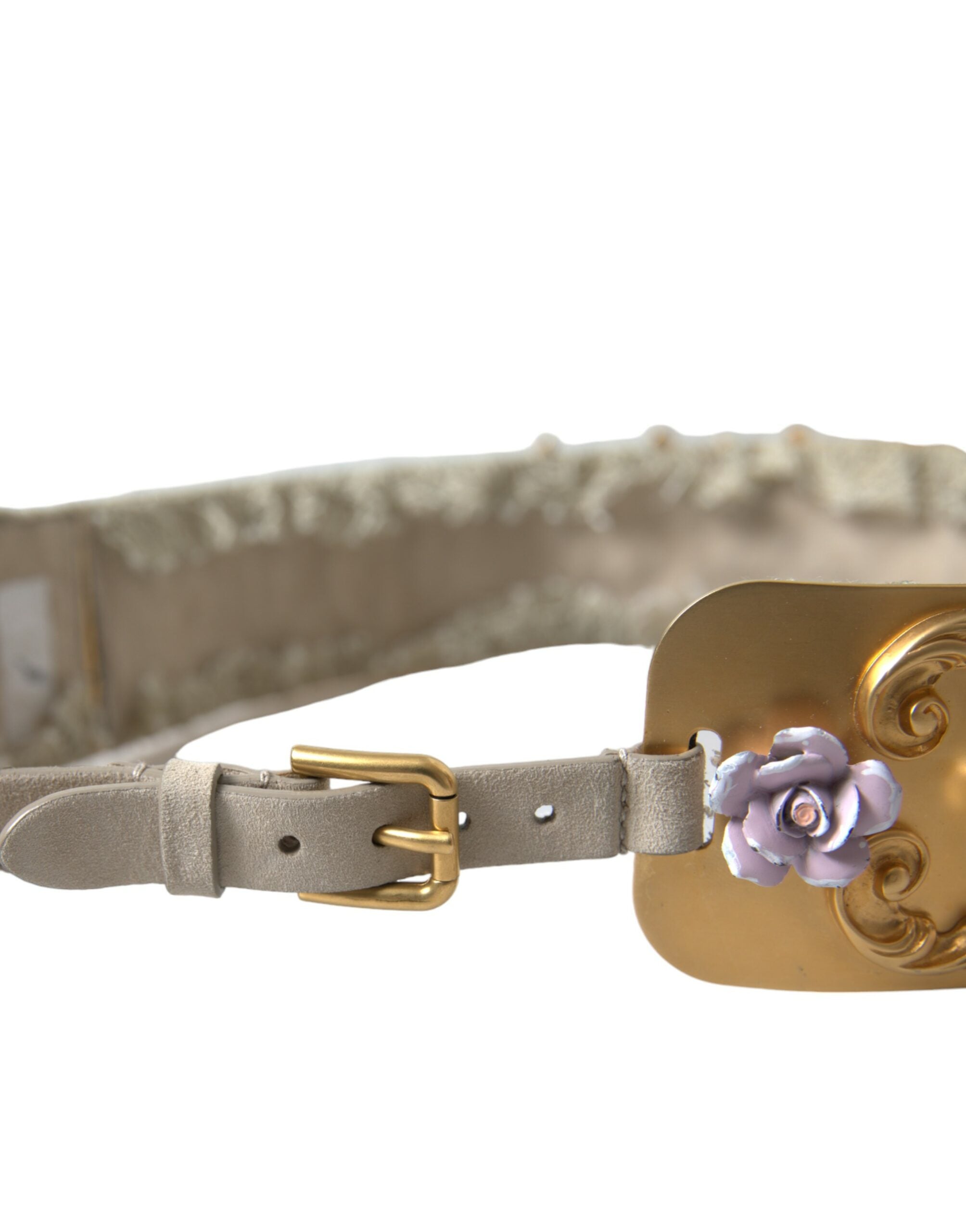 Dolce &amp; Gabbana Ceinture florale élégante en fausses perles dorées