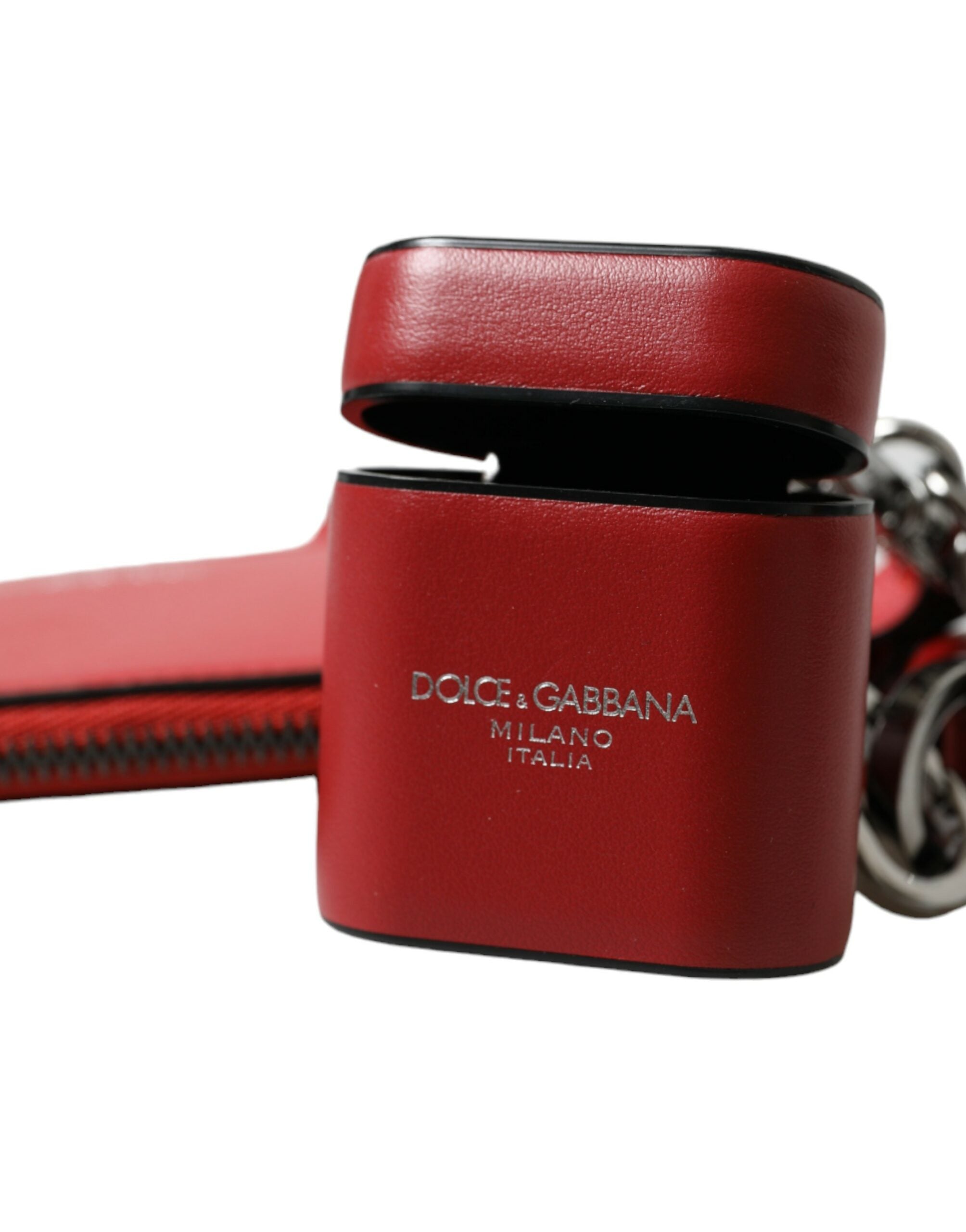 Étui Airpods en cuir rouge élégant Dolce &amp; Gabbana