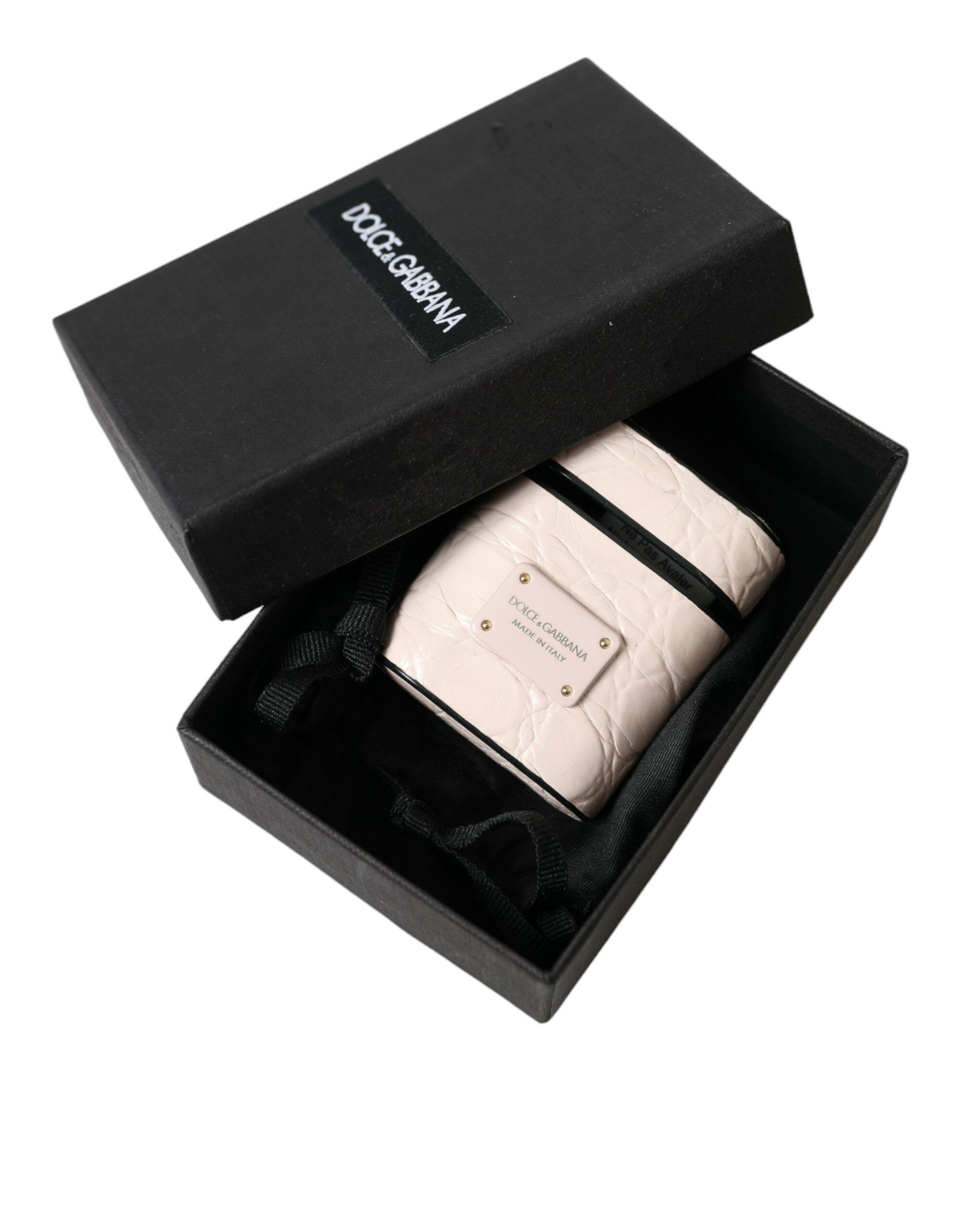 Étui Airpod en cuir rose clair élégant Dolce &amp; Gabbana