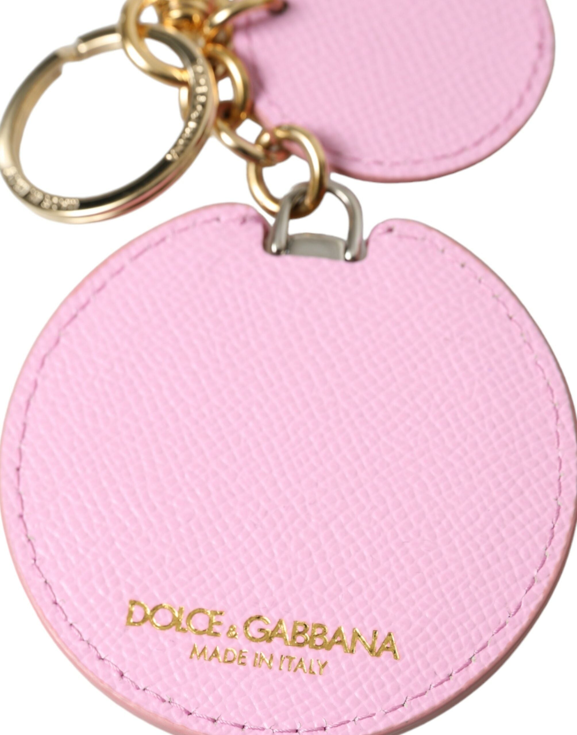 Dolce &amp; Gabbana Porte-clés élégant en cuir doré rose