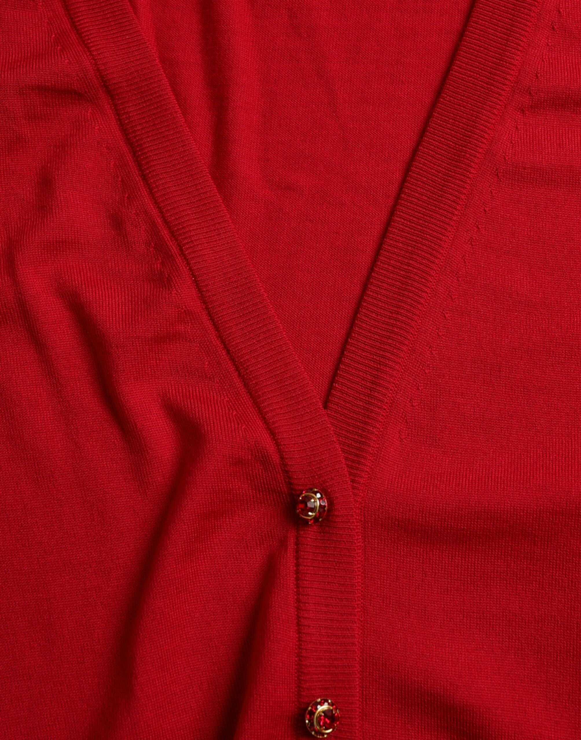 Dolce &amp; Gabbana Cardigan en laine rouge élégant à col en V