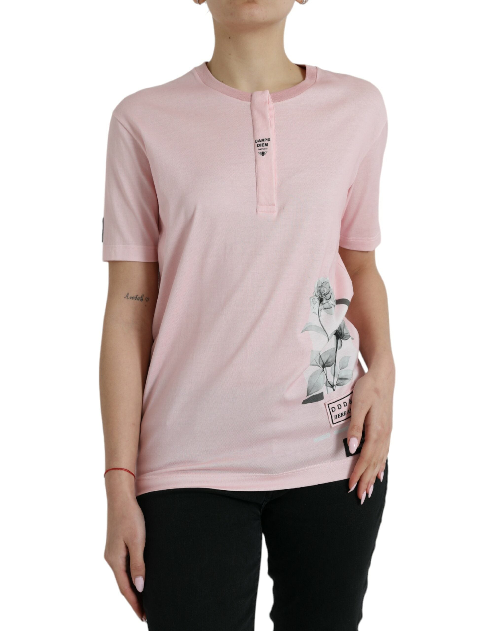 Dolce &amp; Gabbana Chic T-shirt en coton à fleurs rose