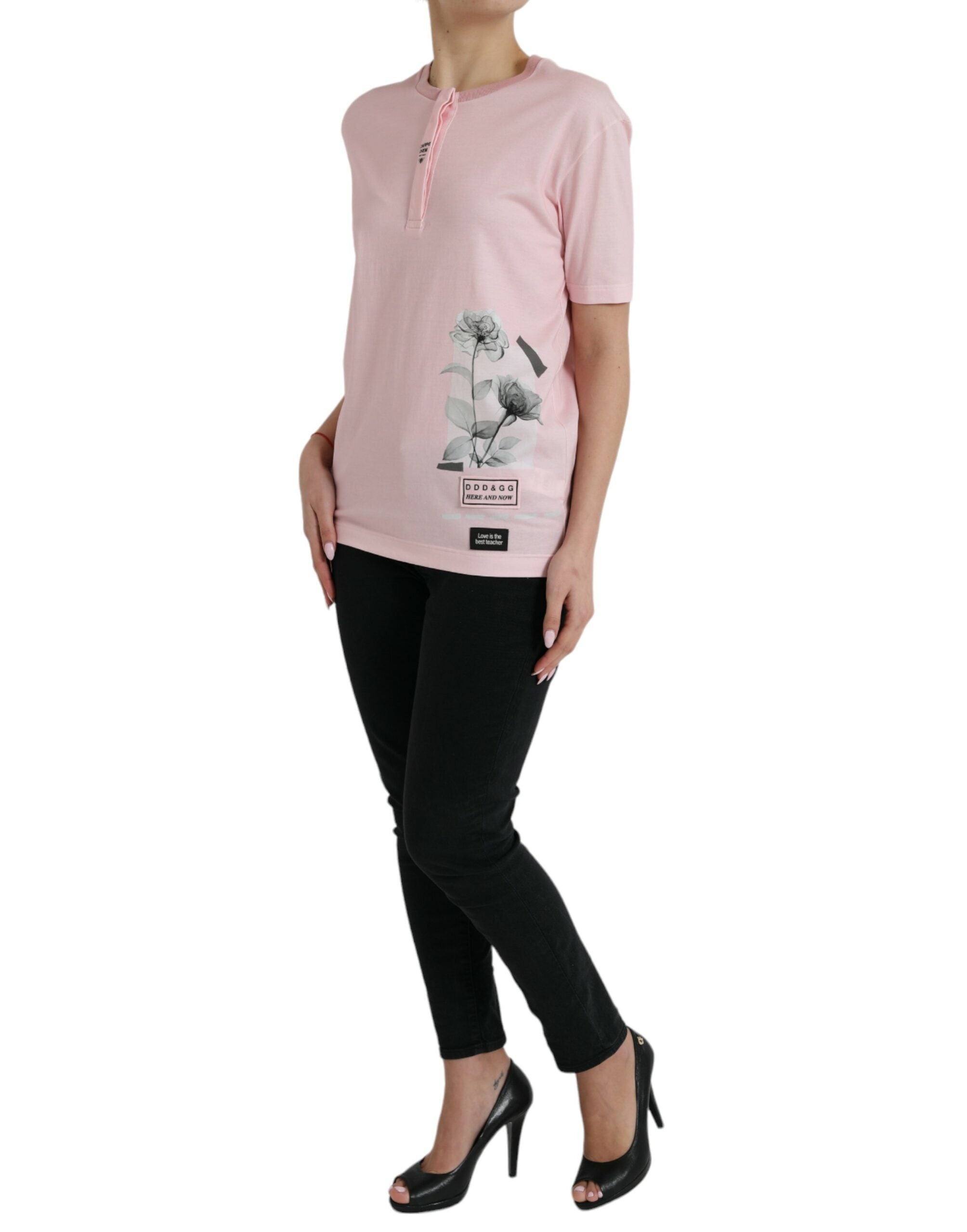 Dolce &amp; Gabbana Chic T-shirt en coton à fleurs rose