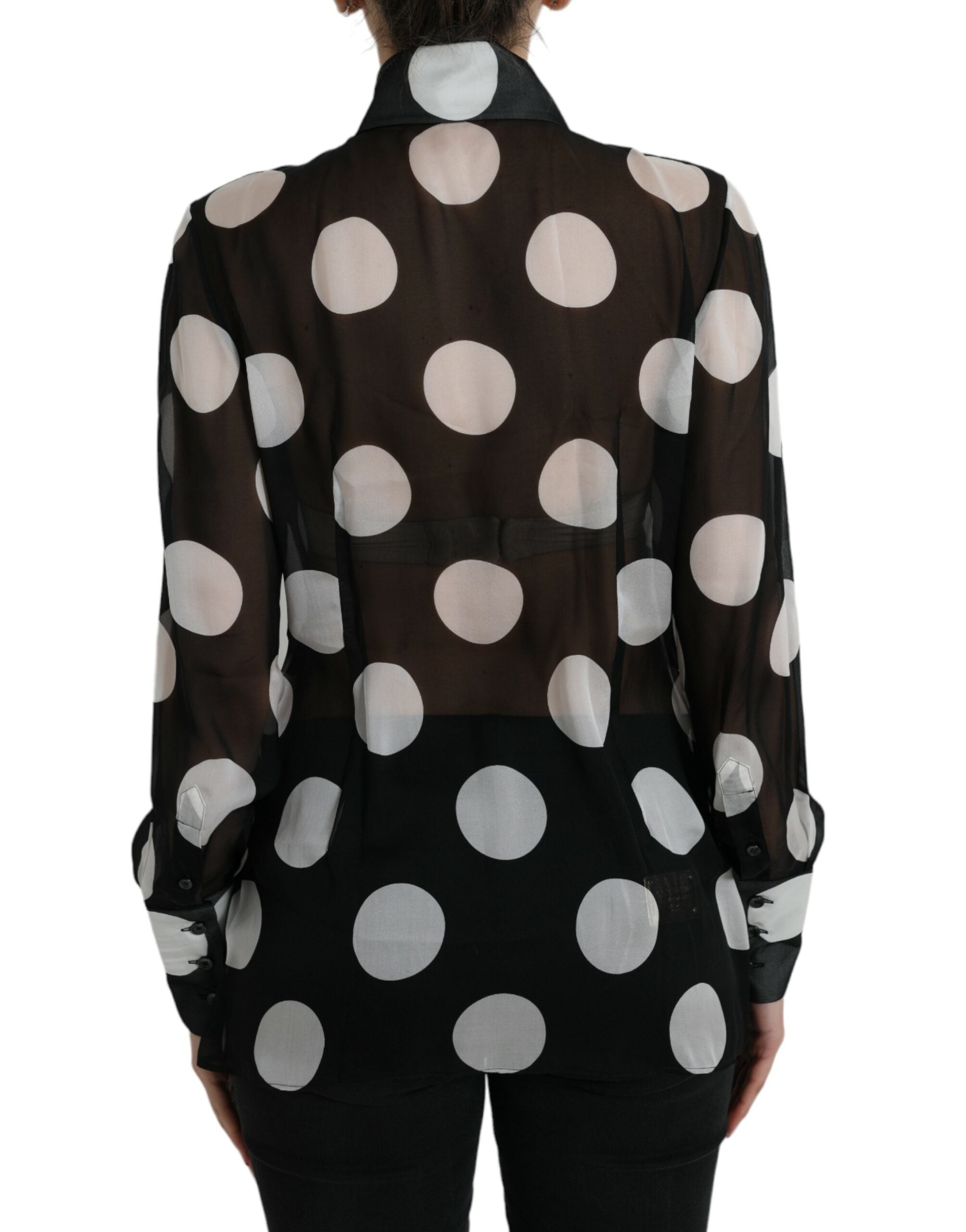 Blouse boutonnée à col en soie Dolce &amp; Gabbana en noir et blanc