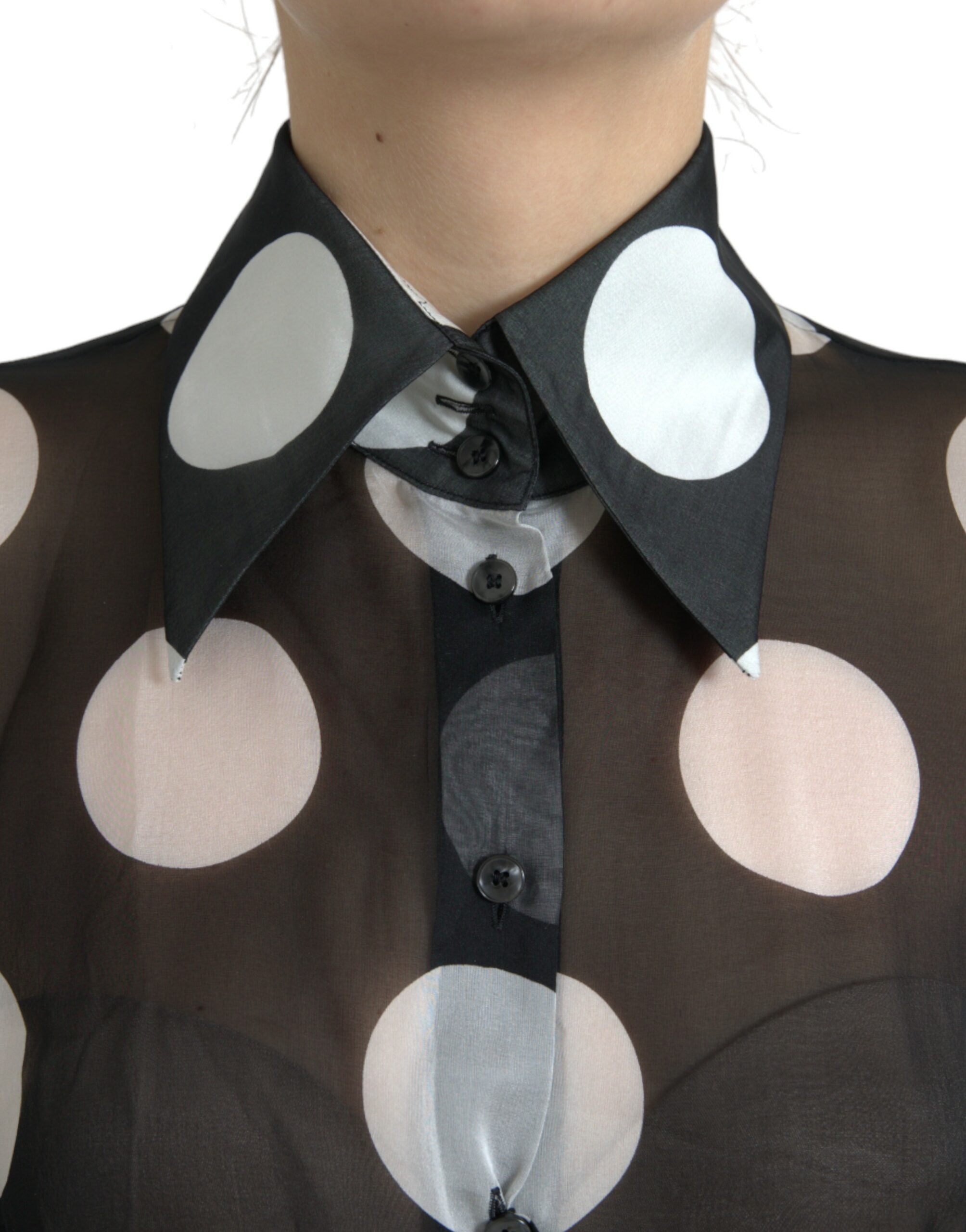 Blouse boutonnée à col en soie Dolce &amp; Gabbana en noir et blanc