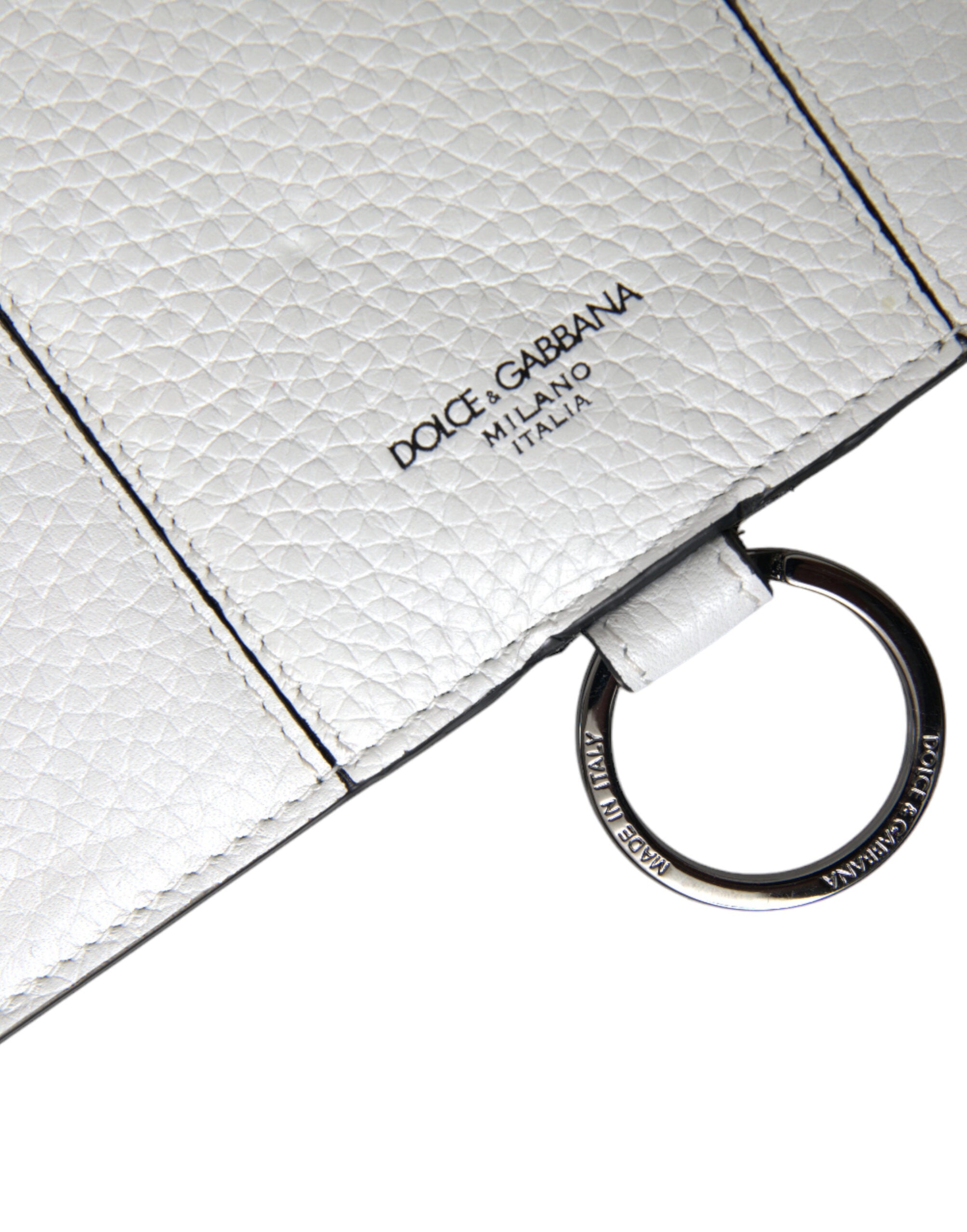 Dolce &amp; Gabbana Porte-cartes à bandoulière en cuir blanc élégant