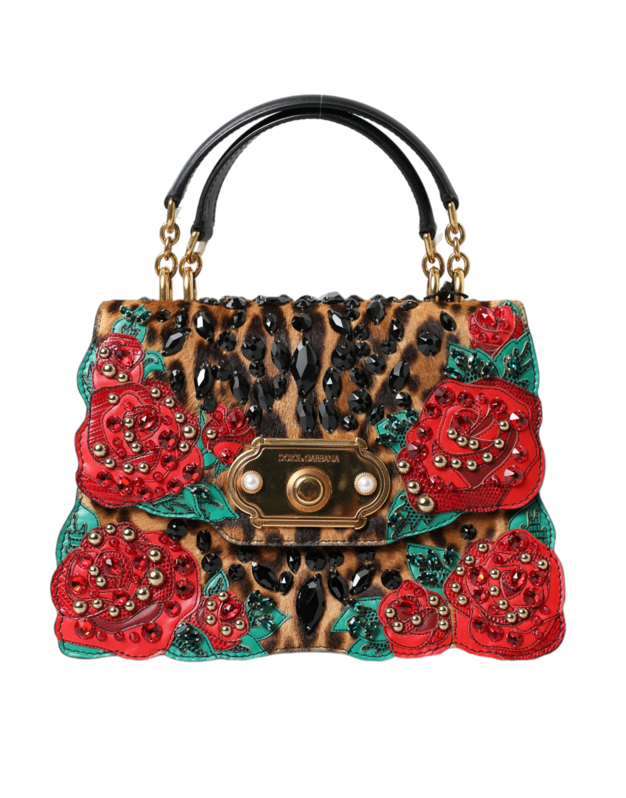 Sac fourre-tout orné de léopard Dolce &amp; Gabbana Chic avec des roses rouges !