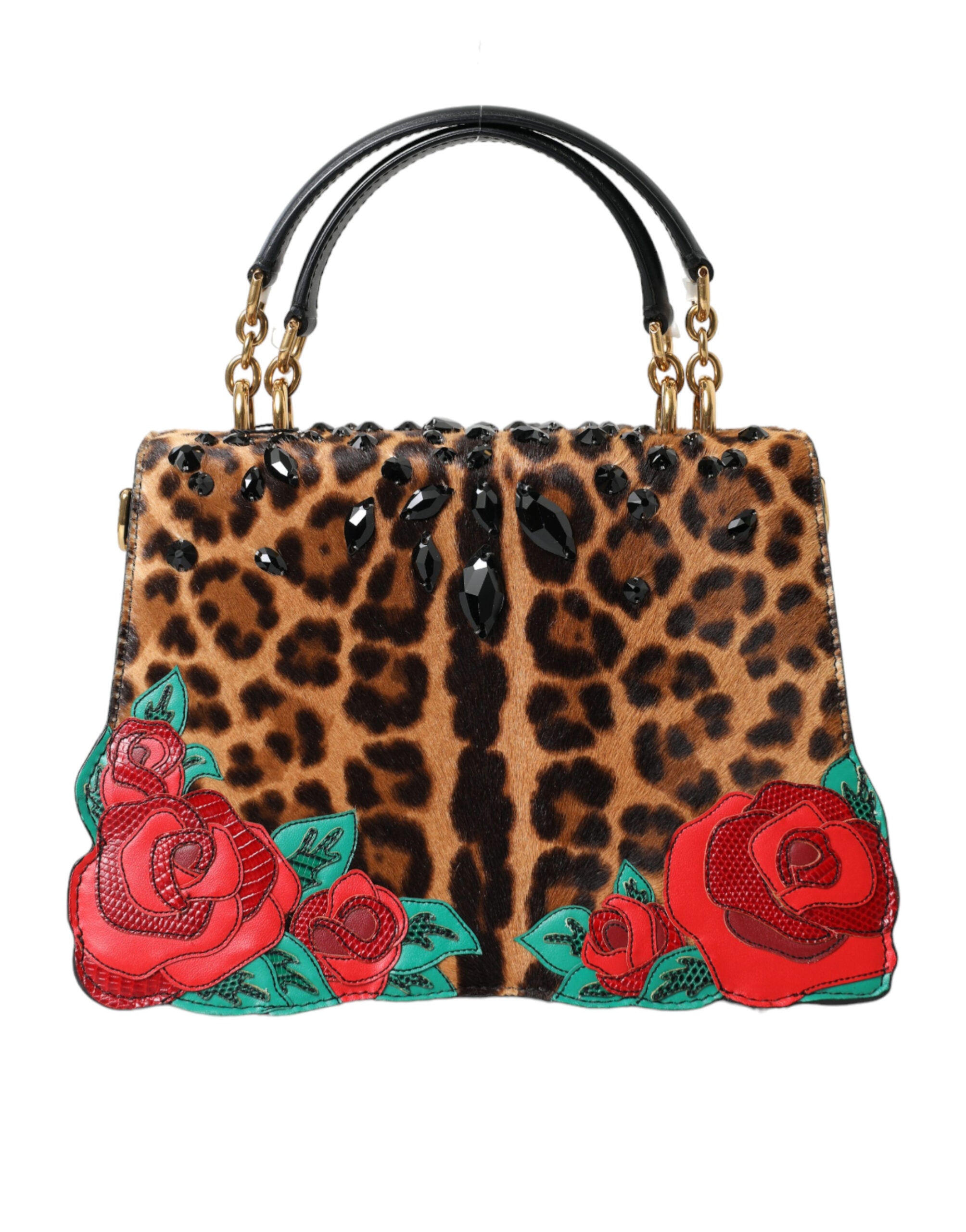 Sac fourre-tout orné de léopard Dolce &amp; Gabbana Chic avec des roses rouges !