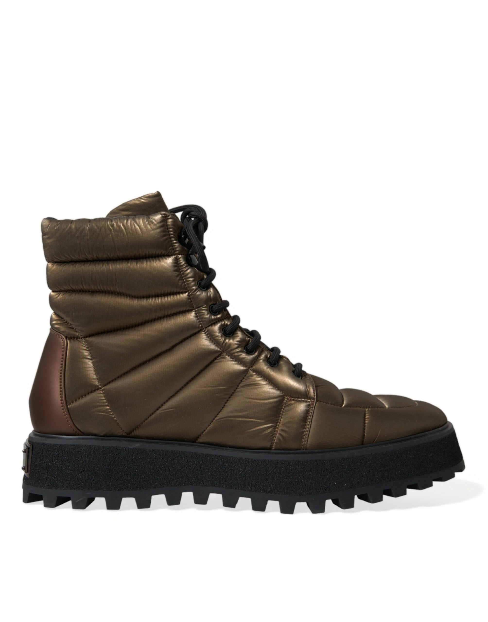 Dolce &amp; Gabbana Bottes rembourrées plateau en bronze avec plaque logo DG