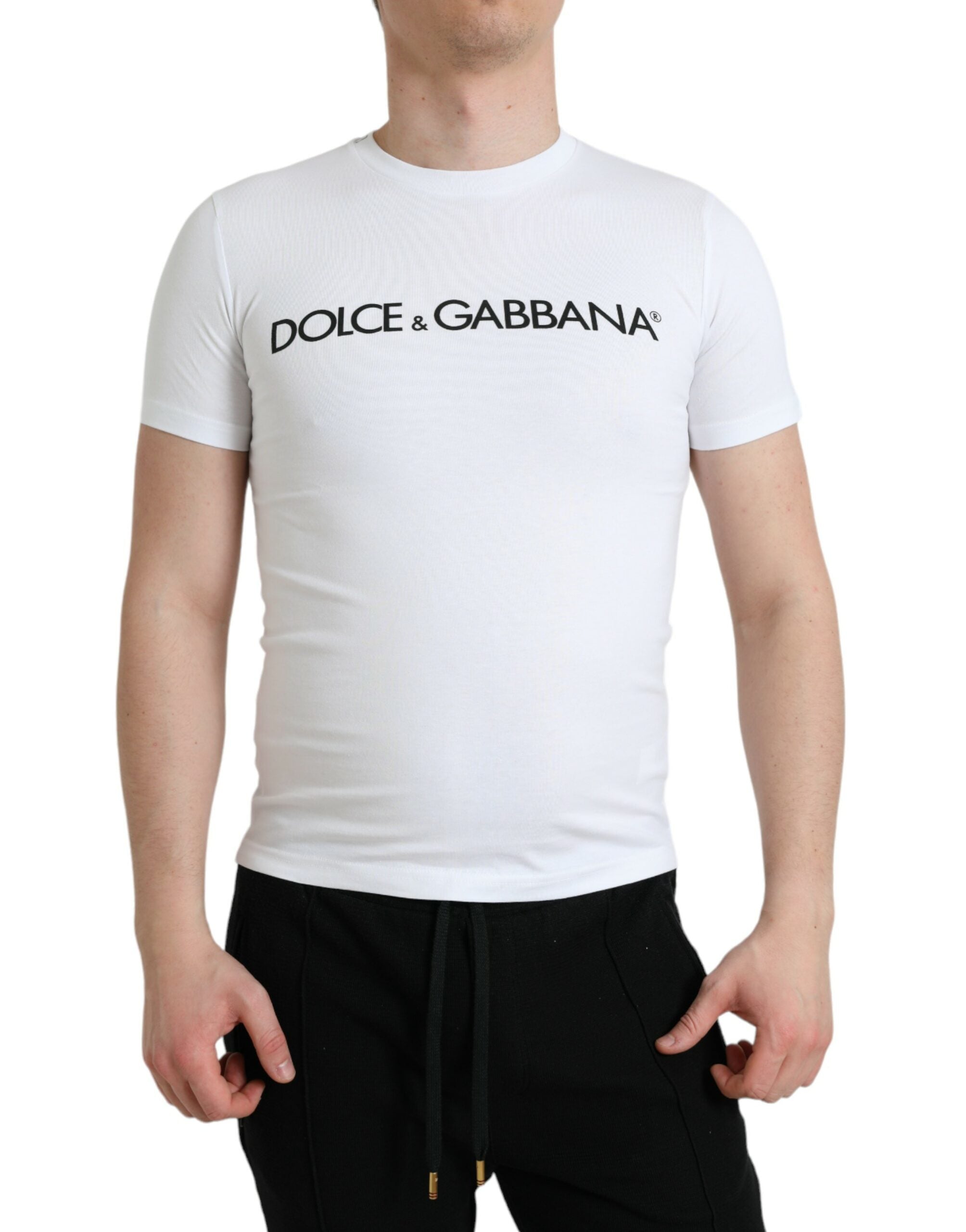 Dolce &amp; Gabbana T-shirt à col rond élégant avec logo blanc