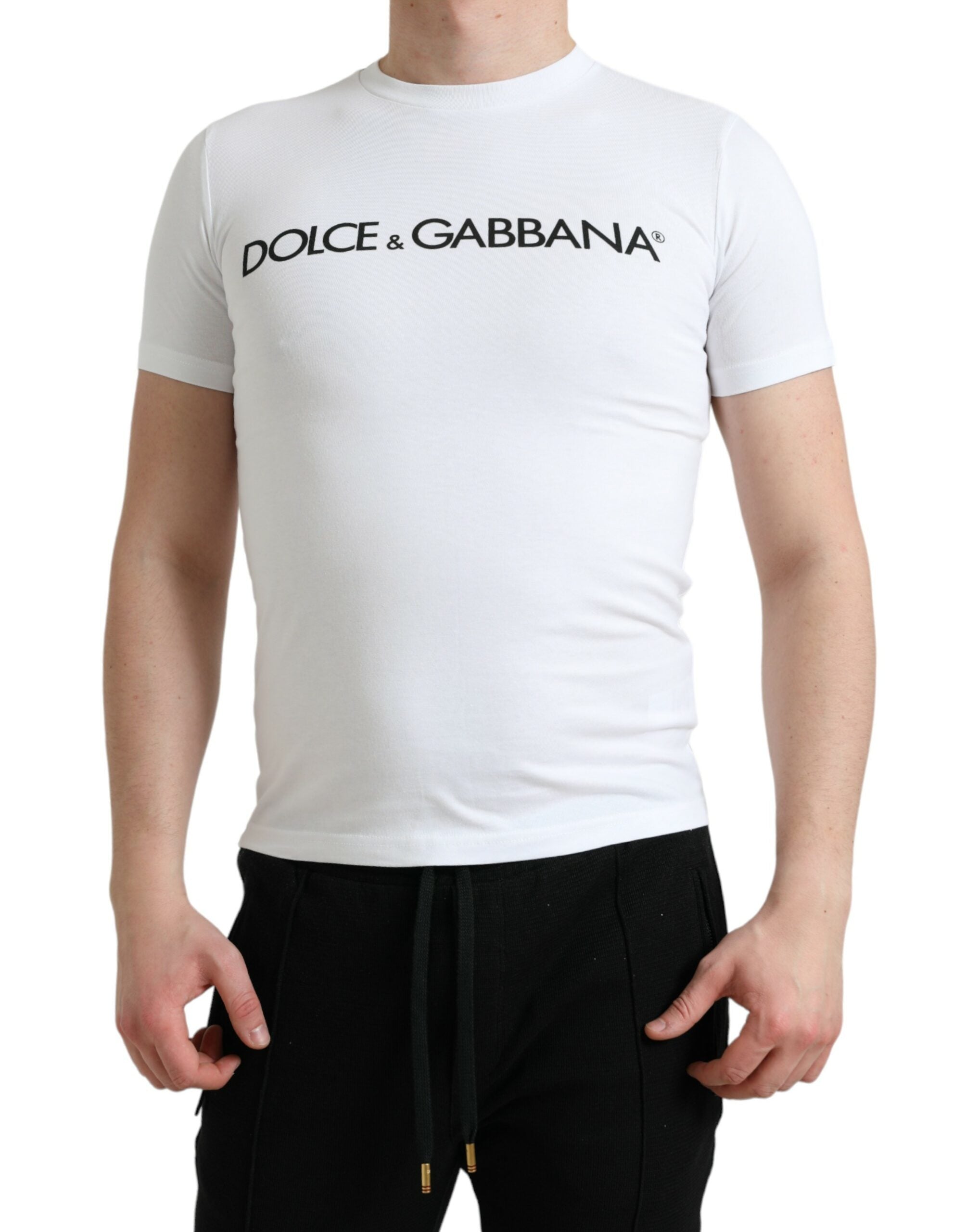 Dolce &amp; Gabbana T-shirt à col rond élégant avec logo blanc