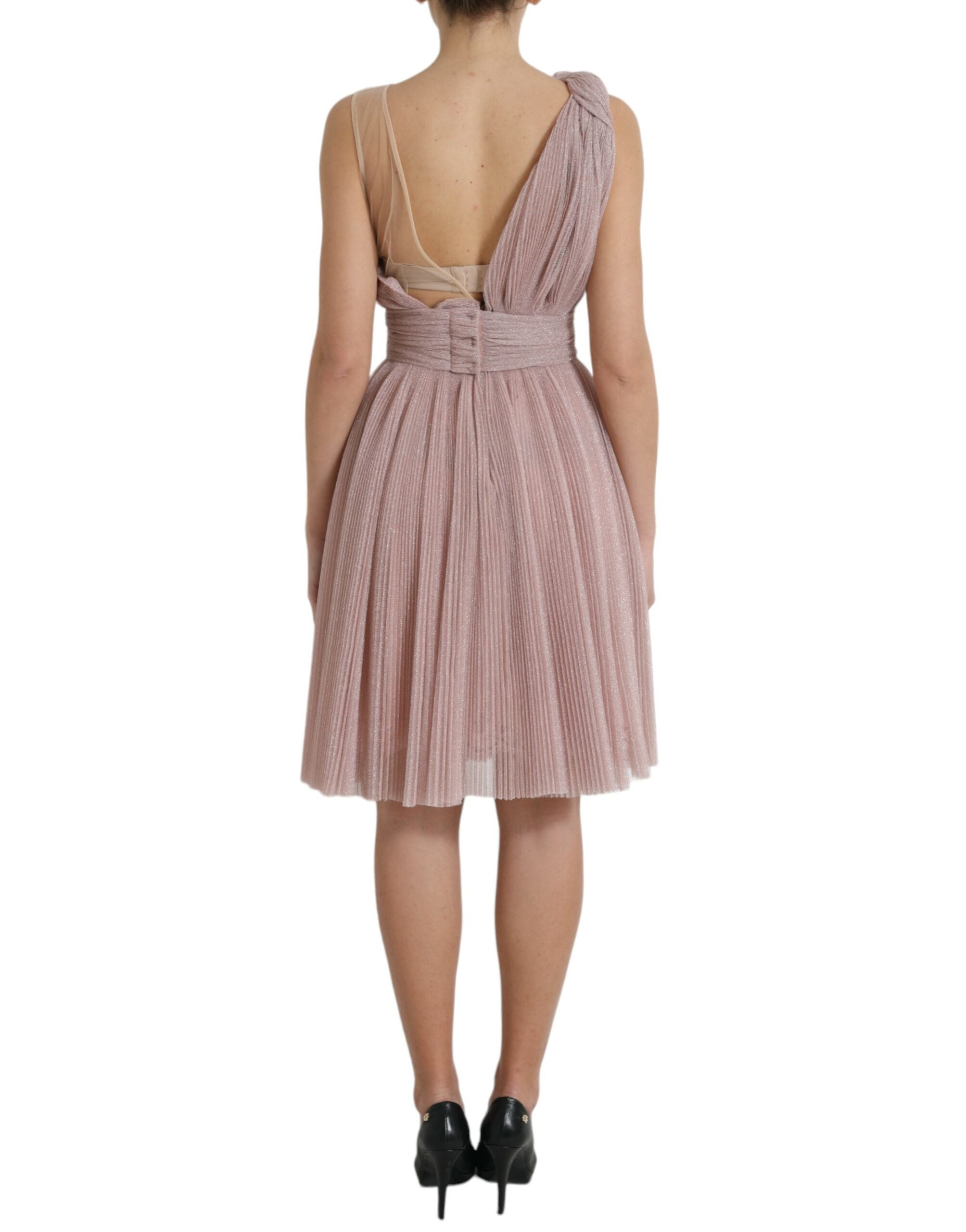 Dolce & Gabbana Lilac One-Shoulder Pleated Designer Dress