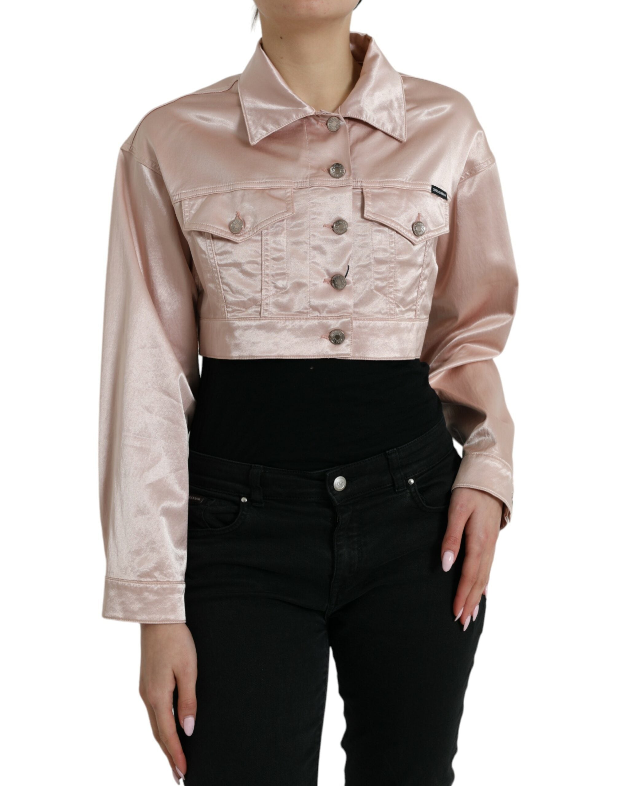 Dolce &amp; Gabbana Veste en jean courte rose élégante